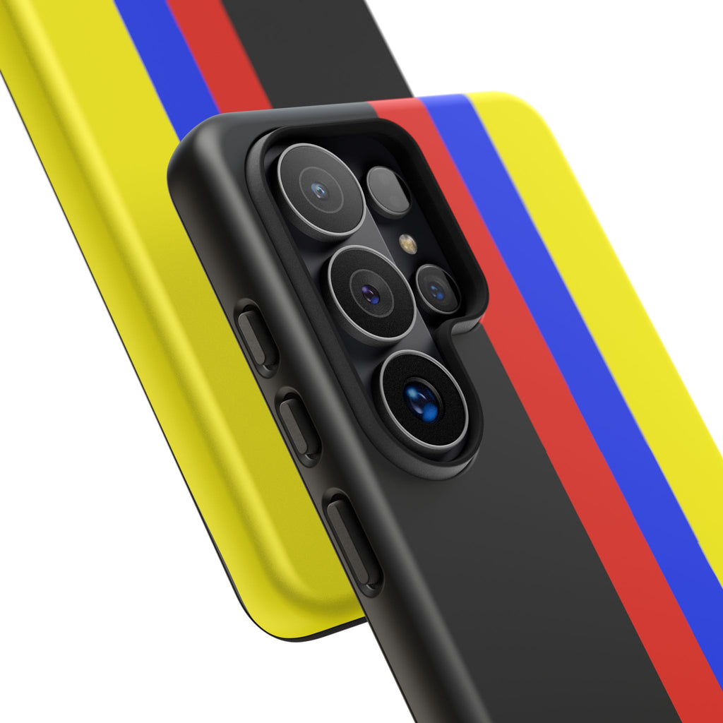 Striped Protective Phone Case —Colombian Flag Vertical Accent