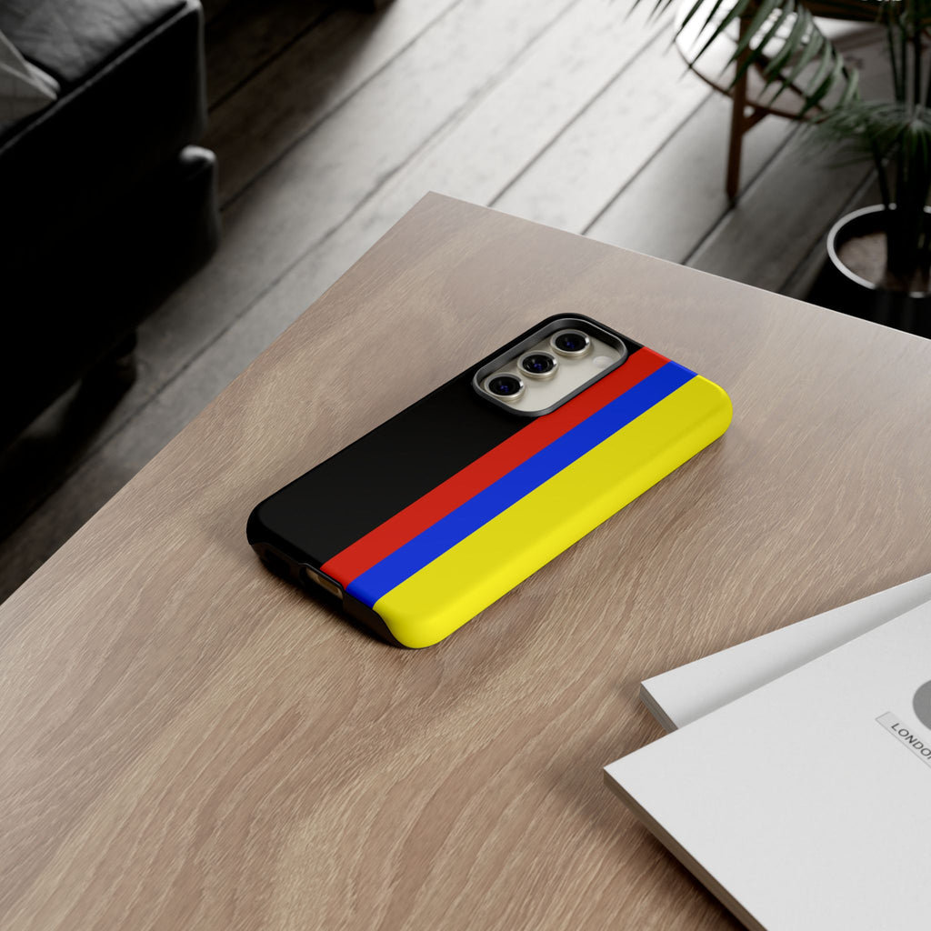 Striped Protective Phone Case —Colombian Flag Vertical Accent