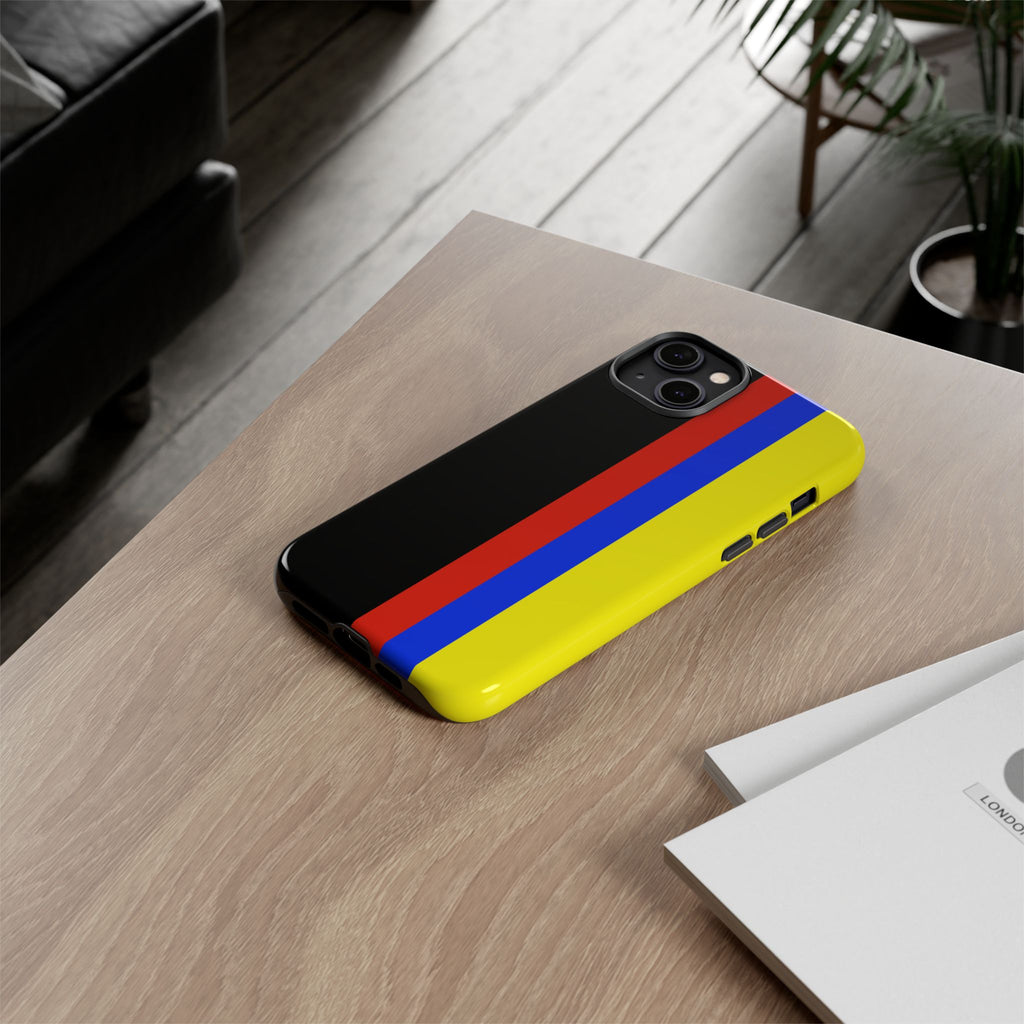 Striped Protective Phone Case —Colombian Flag Vertical Accent