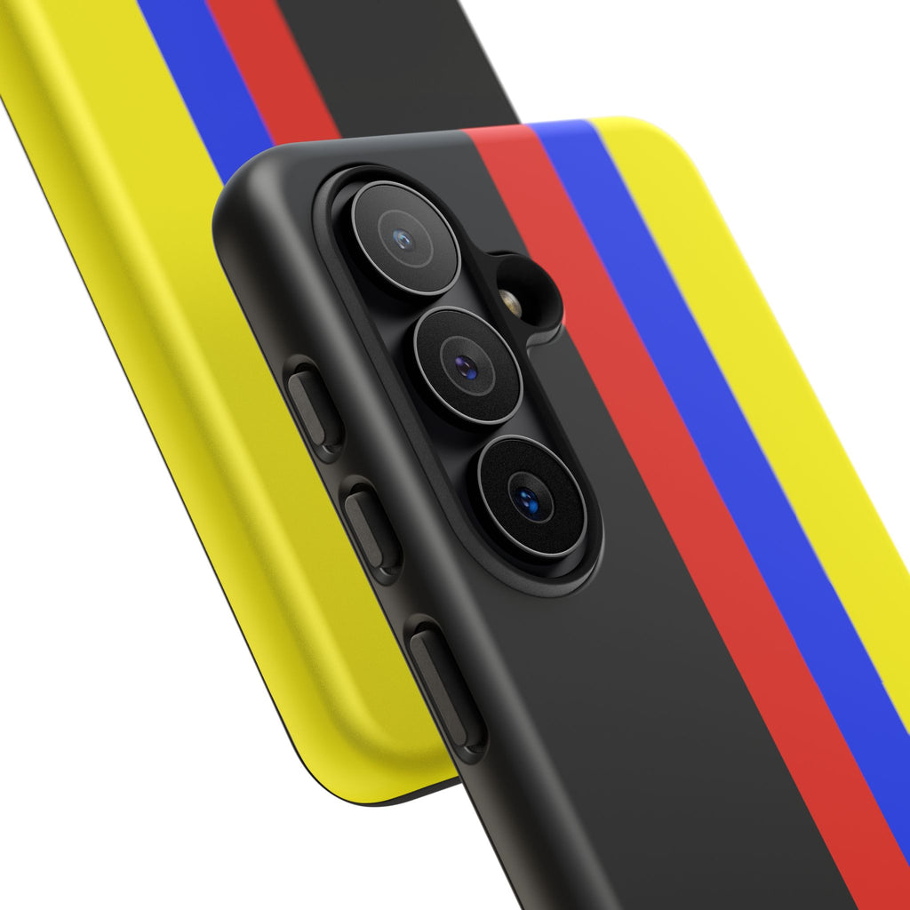Striped Protective Phone Case —Colombian Flag Vertical Accent