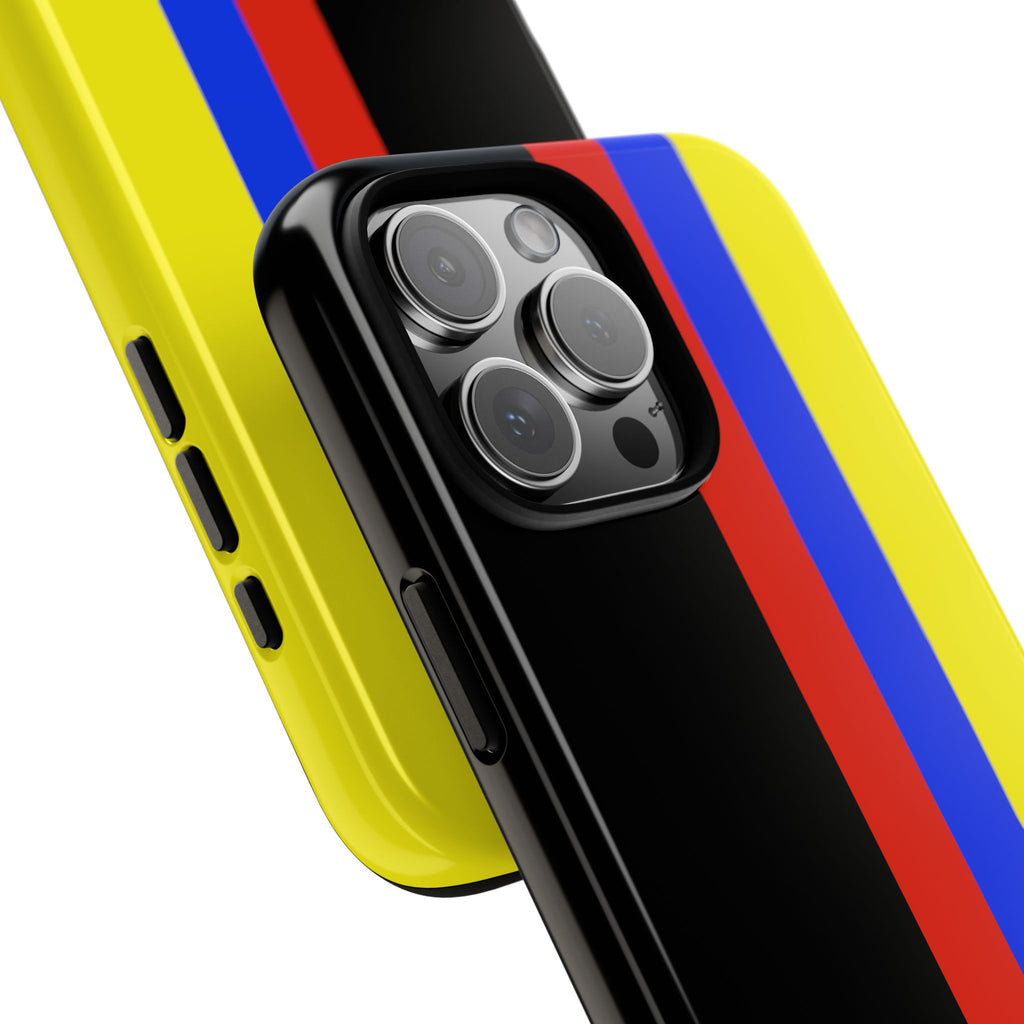 Striped Protective Phone Case —Colombian Flag Vertical Accent