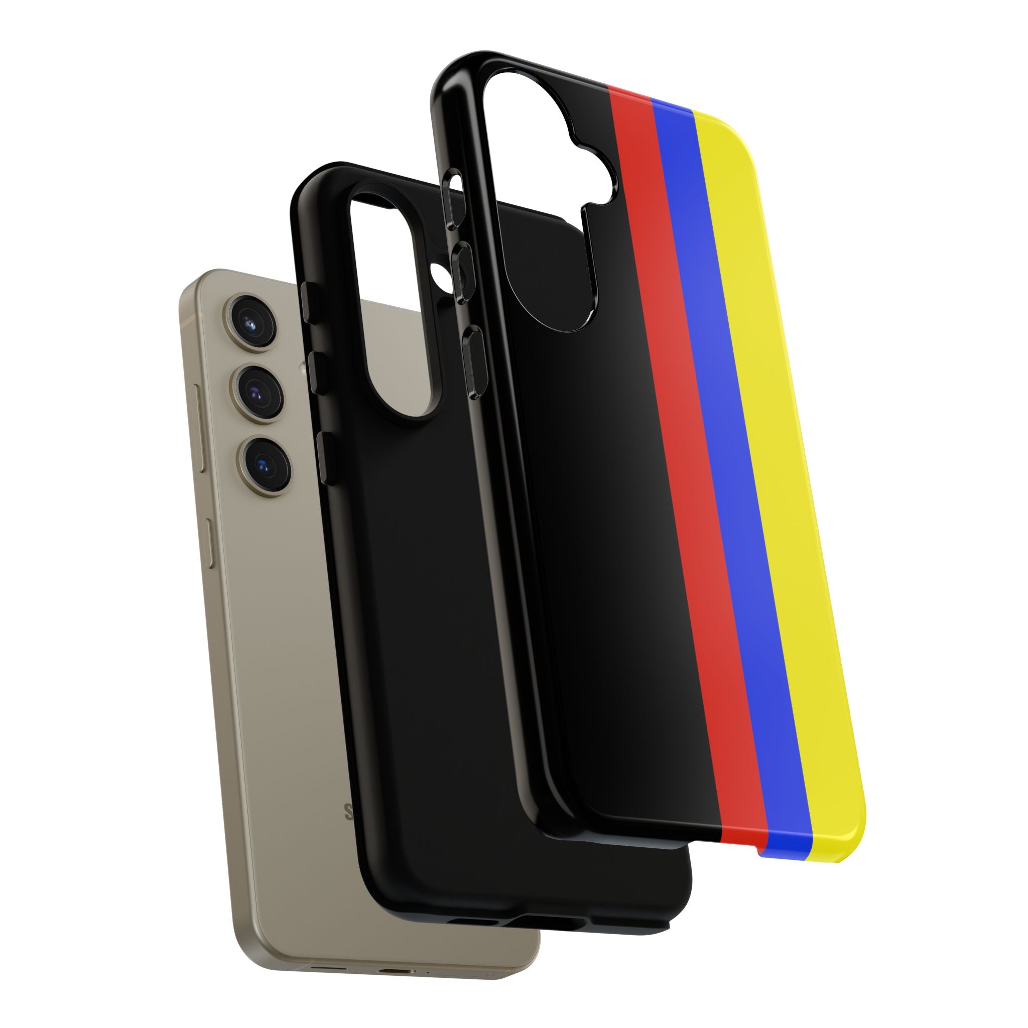 Striped Protective Phone Case —Colombian Flag Vertical Accent