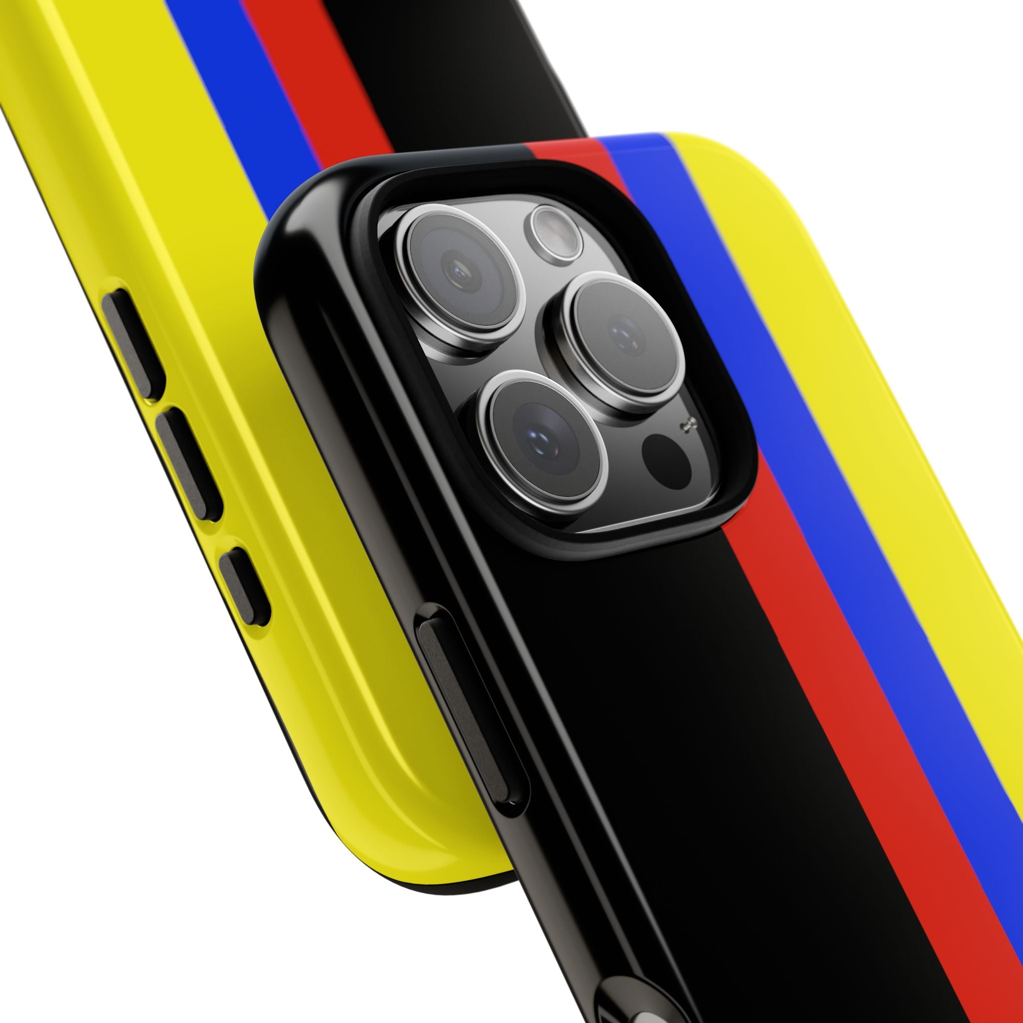 Striped Protective Phone Case —Colombian Flag Vertical Accent