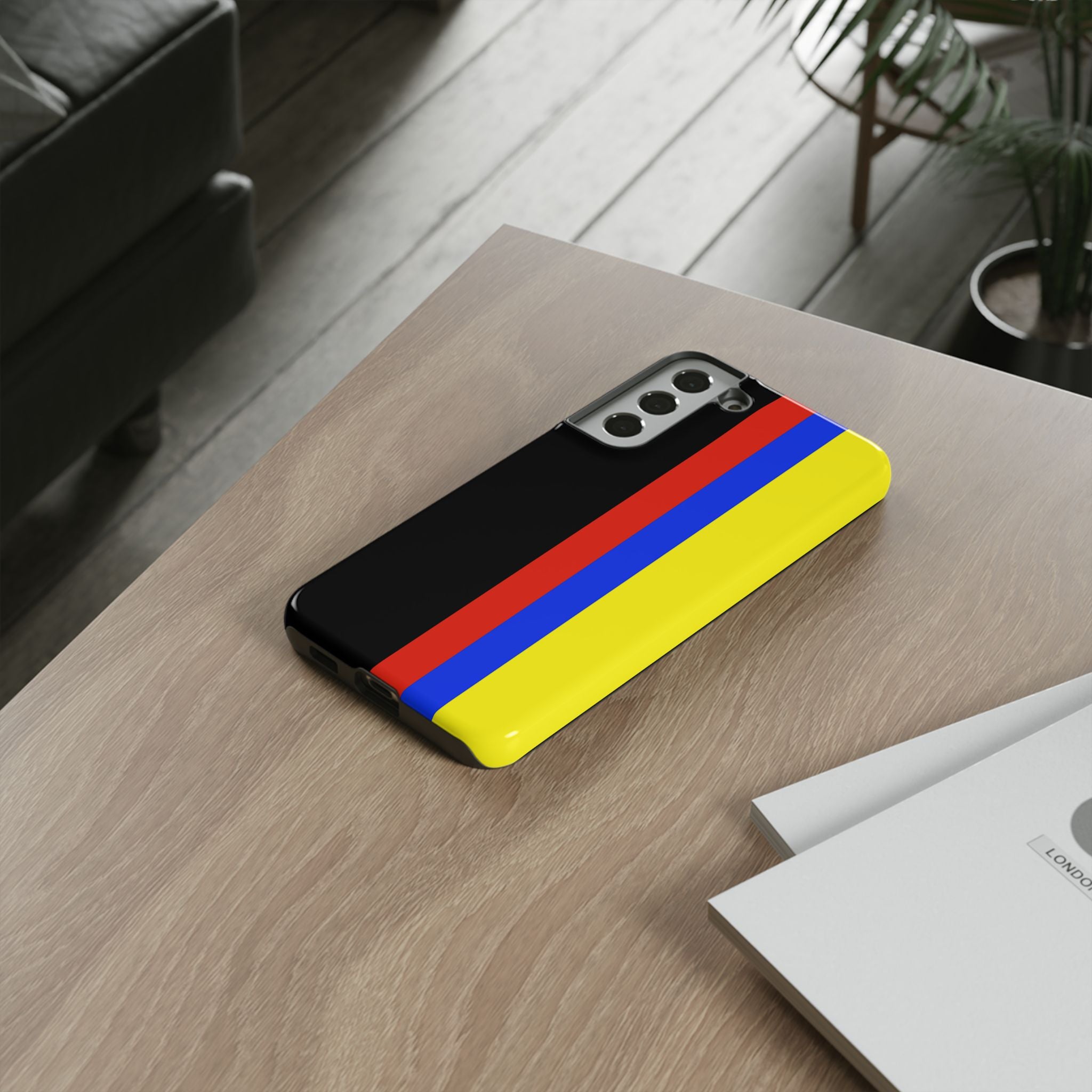 Striped Protective Phone Case —Colombian Flag Vertical Accent