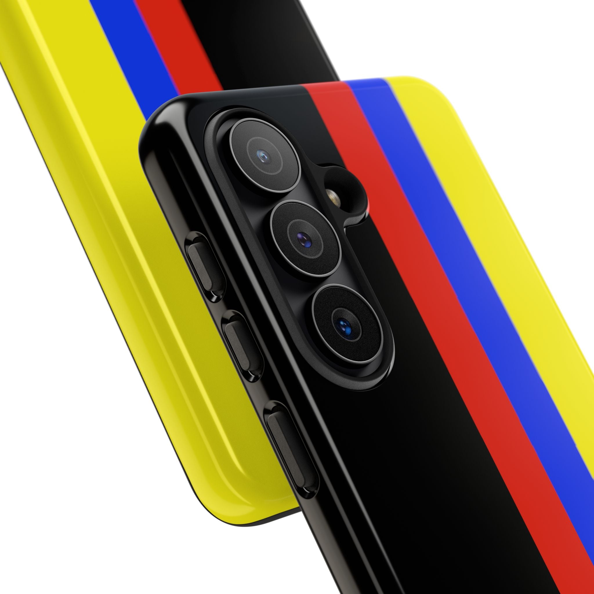 Striped Protective Phone Case —Colombian Flag Vertical Accent