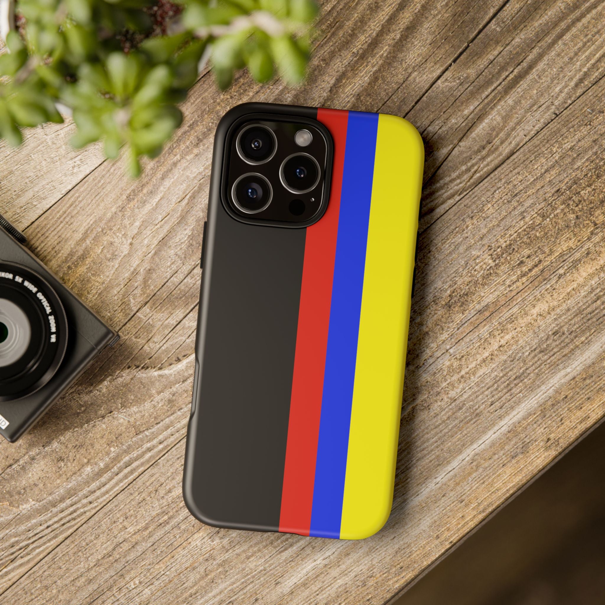 Striped Protective Phone Case —Colombian Flag Vertical Accent