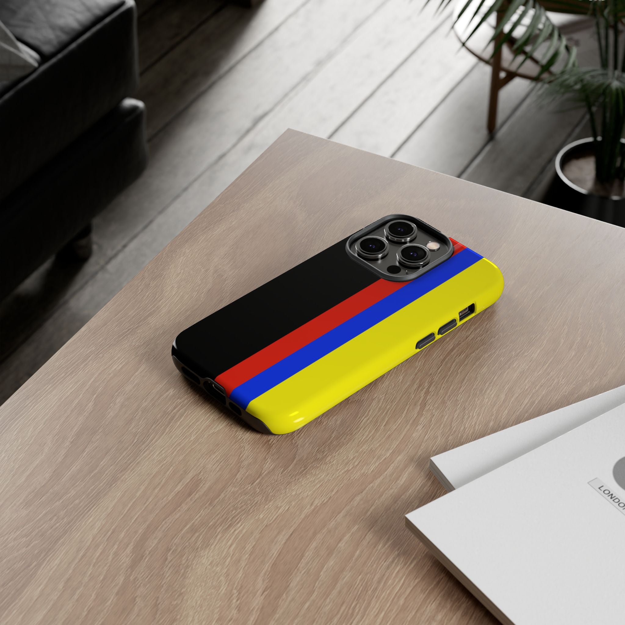 Striped Protective Phone Case —Colombian Flag Vertical Accent