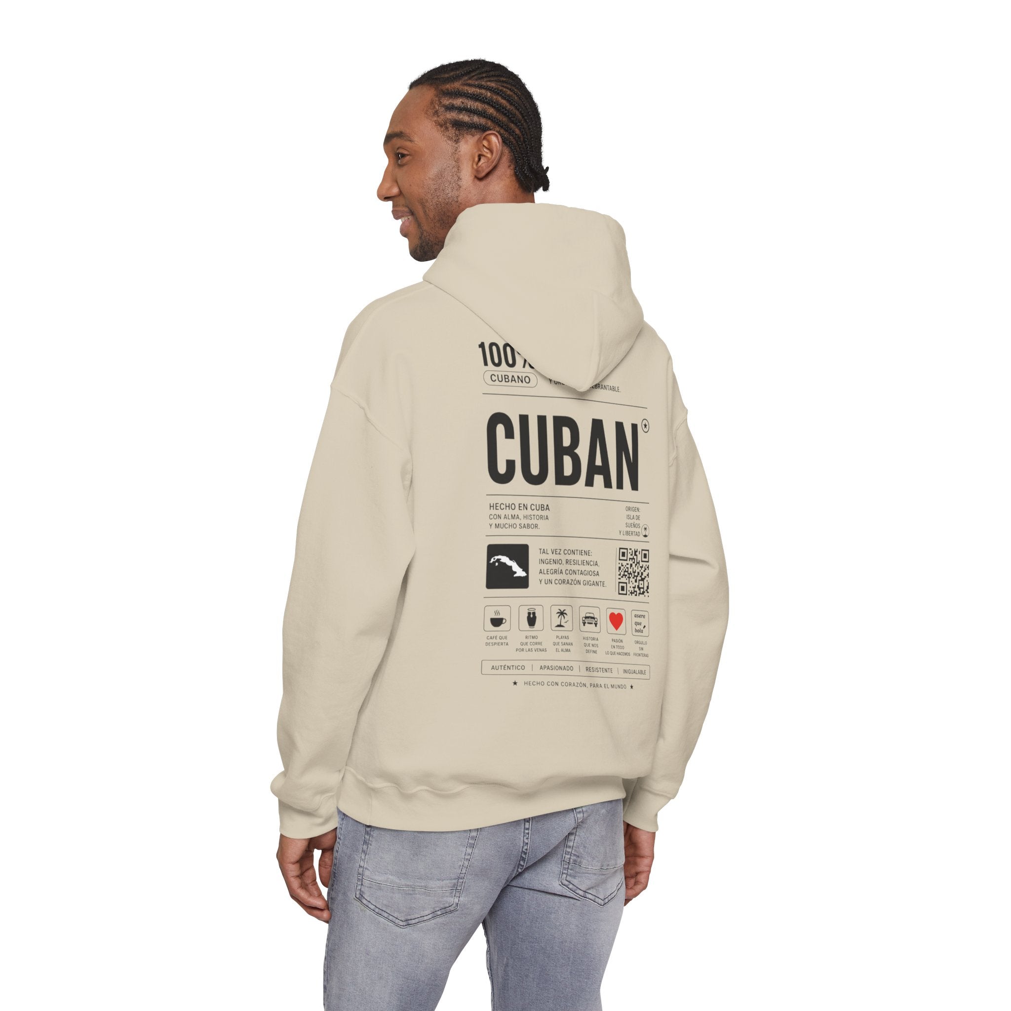 Cuban Label Hoodie — Minimal Vintage Cuban Pride Pullover