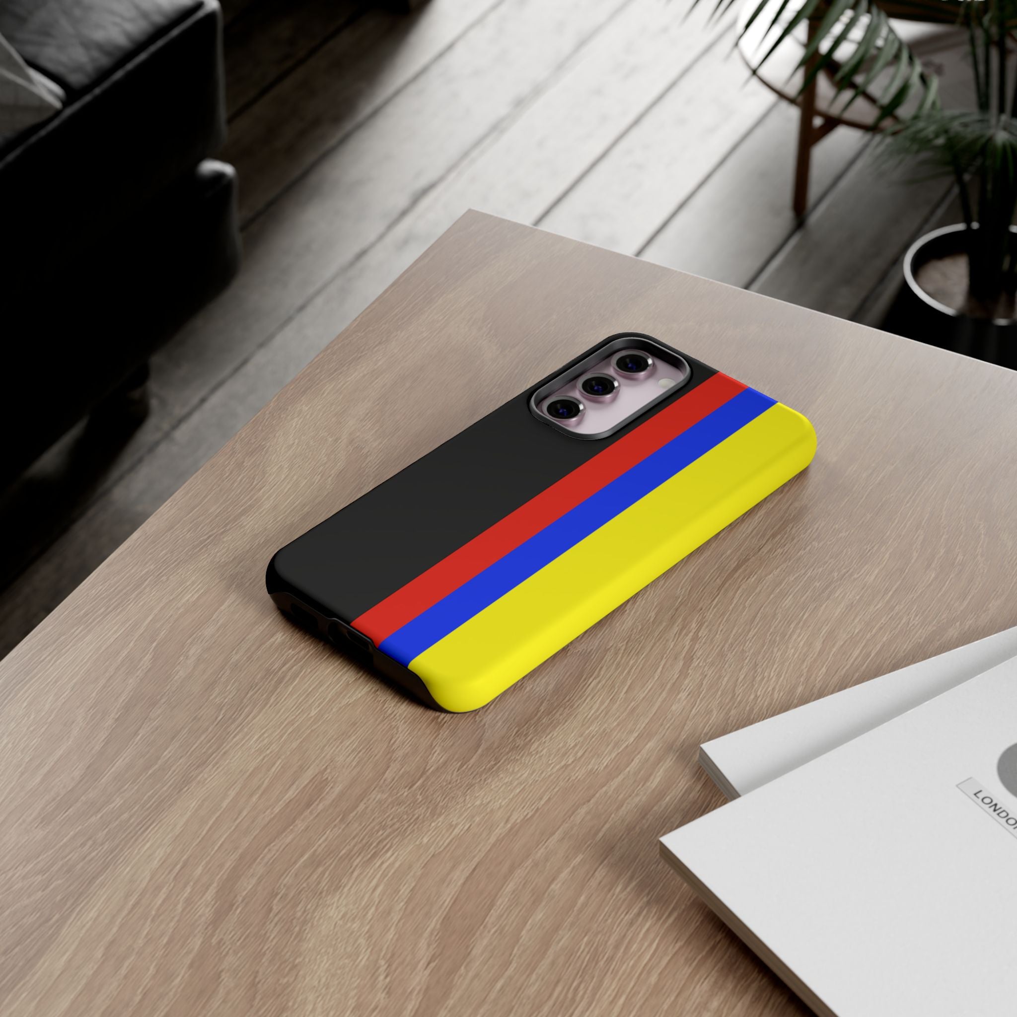 Striped Protective Phone Case —Colombian Flag Vertical Accent