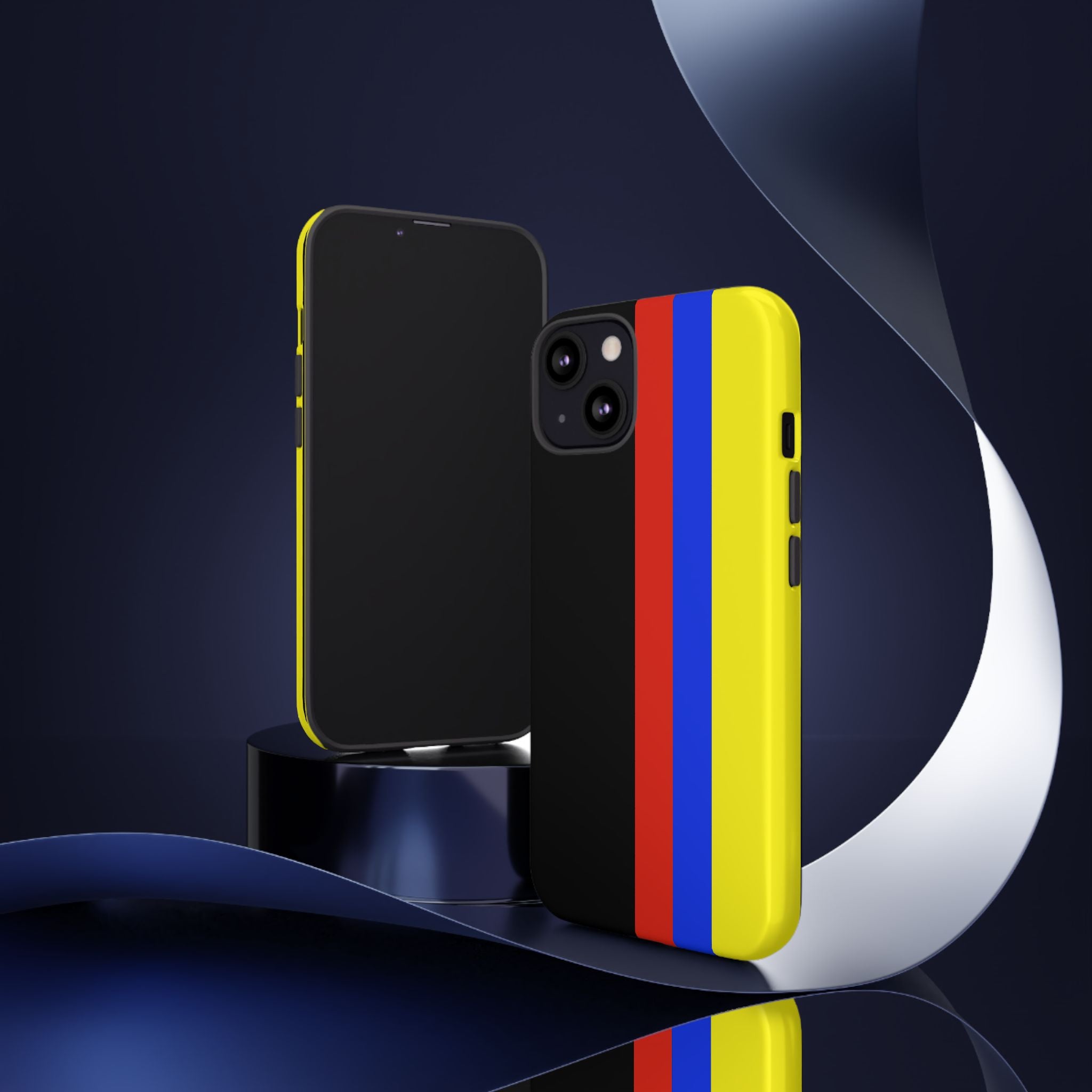 Striped Protective Phone Case —Colombian Flag Vertical Accent