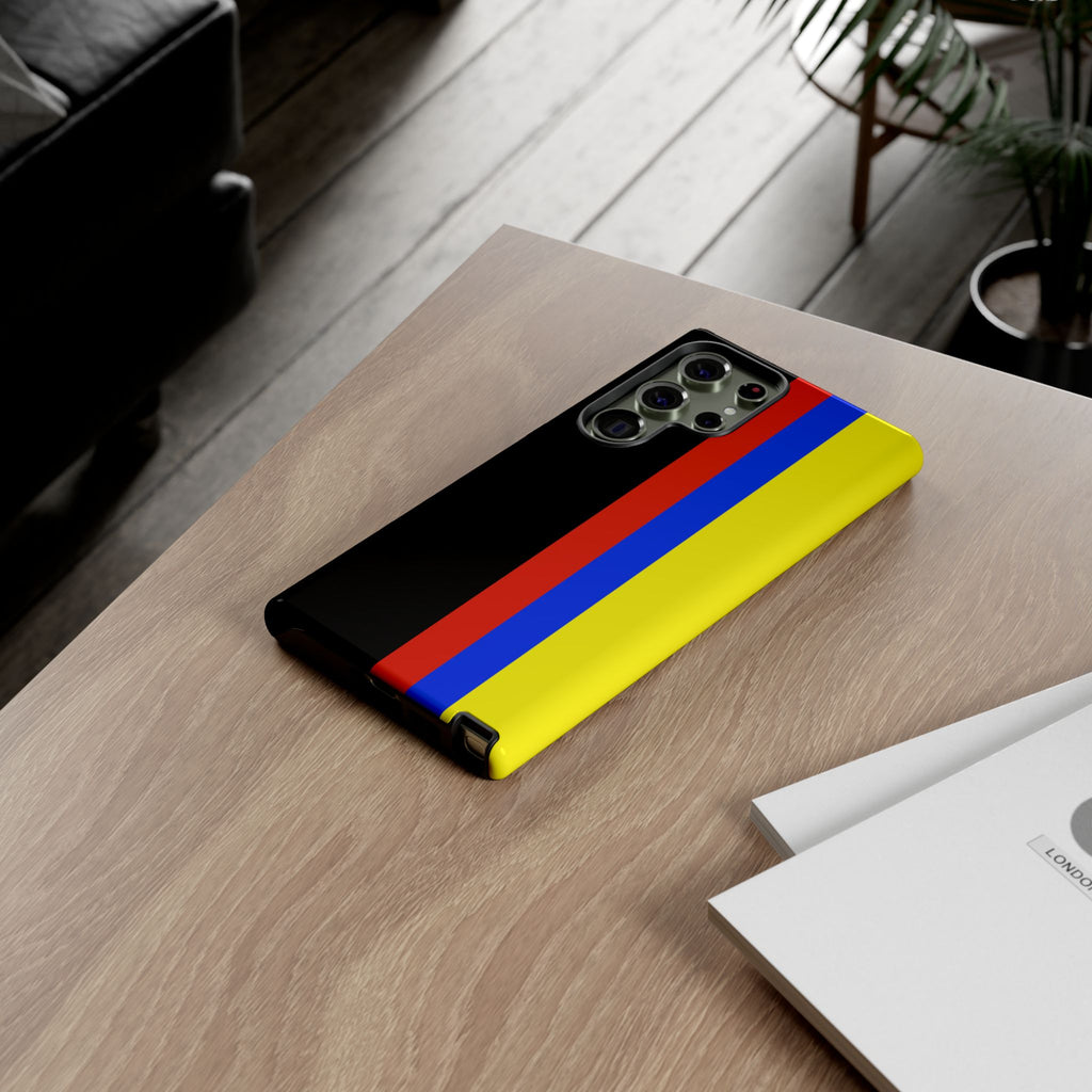Striped Protective Phone Case —Colombian Flag Vertical Accent