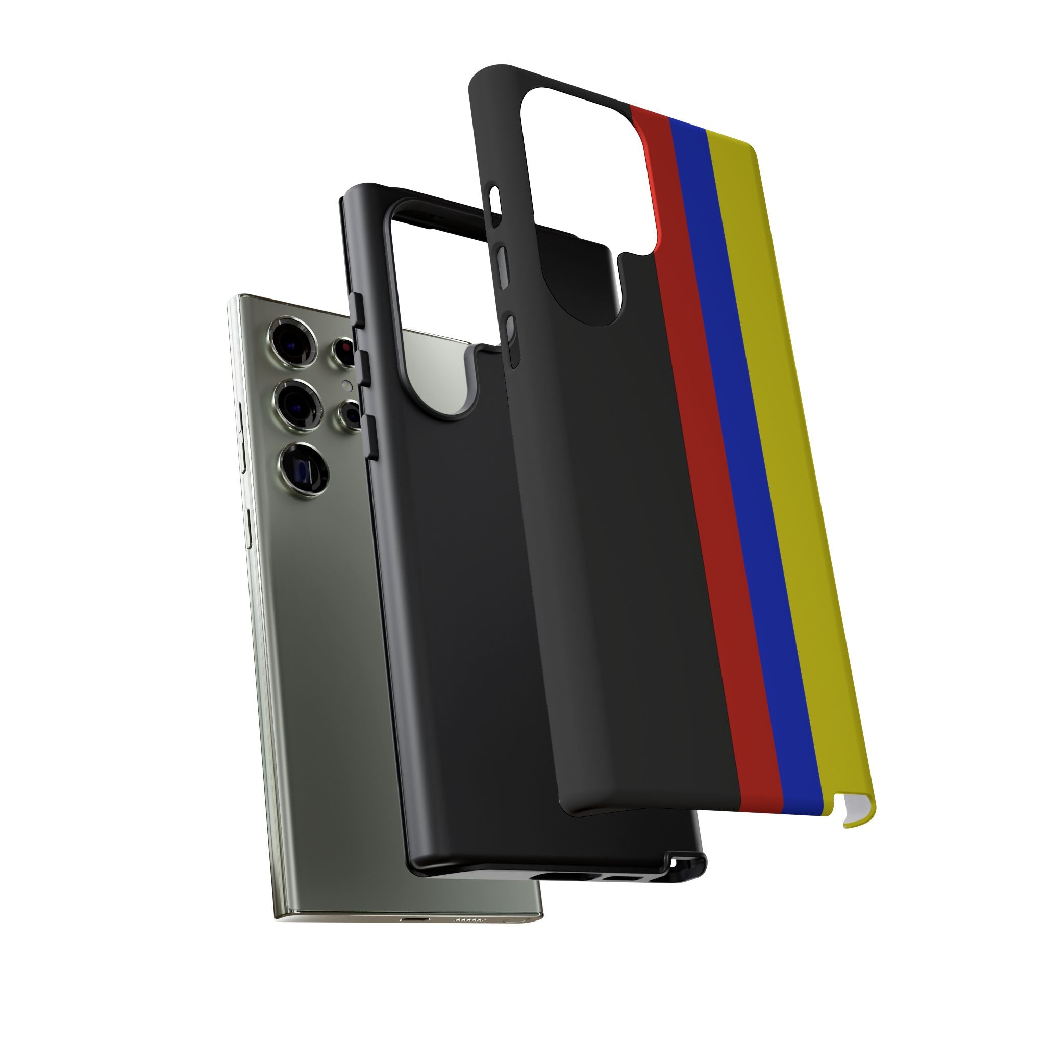Striped Protective Phone Case —Colombian Flag Vertical Accent