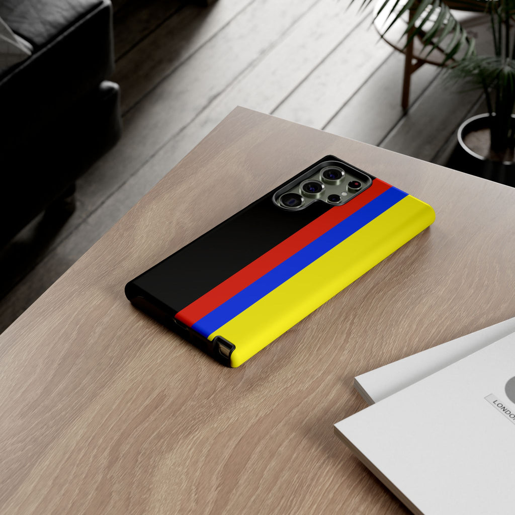 Striped Protective Phone Case —Colombian Flag Vertical Accent