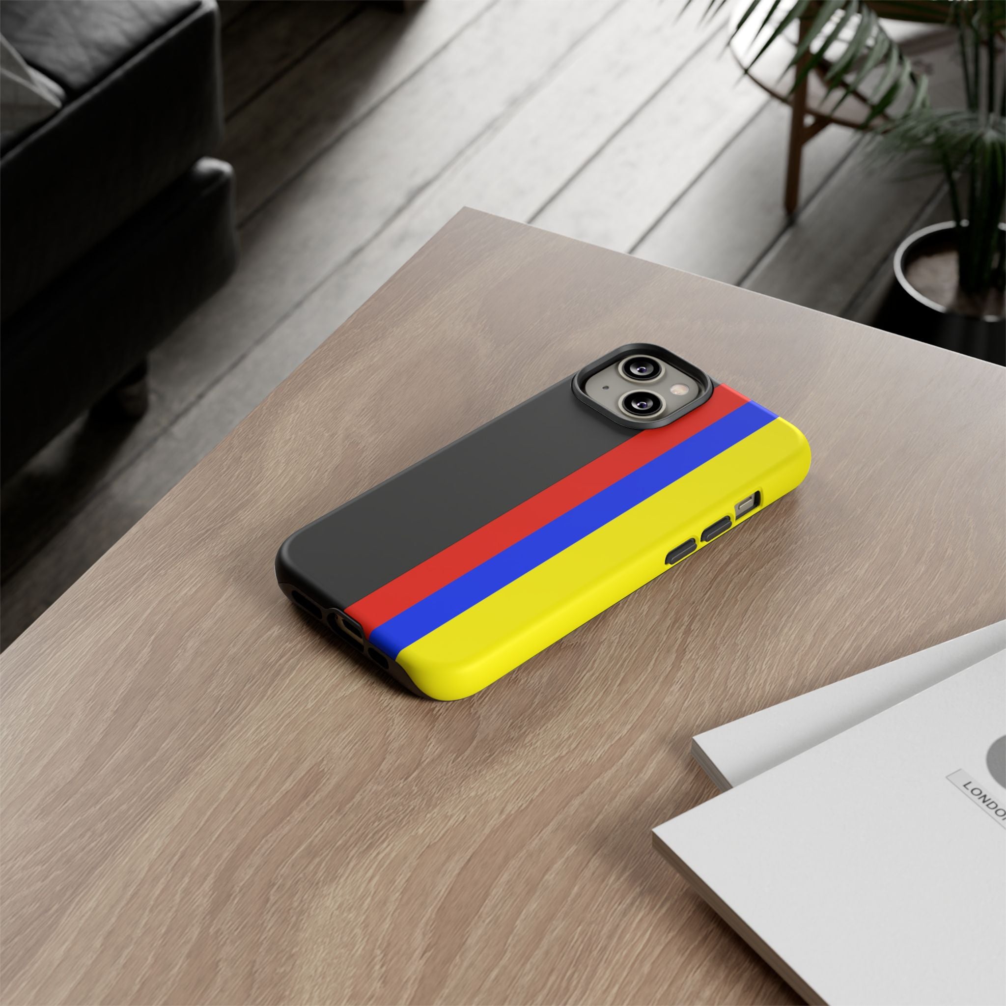 Striped Protective Phone Case —Colombian Flag Vertical Accent