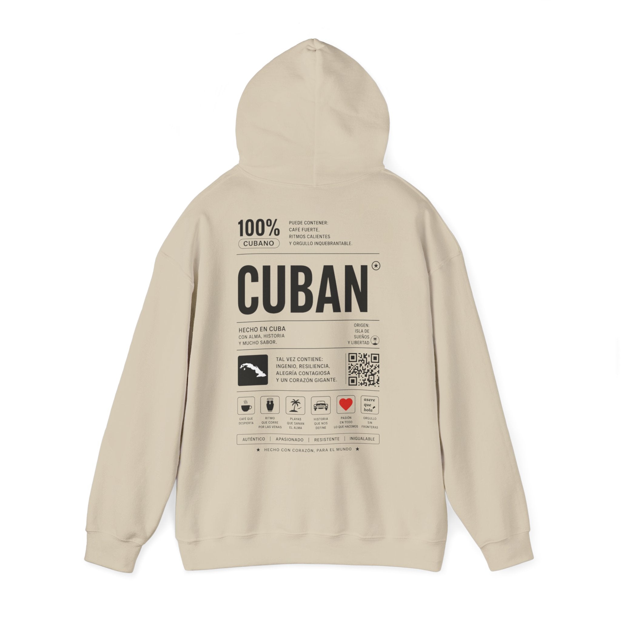 Cuban Label Hoodie — Minimal Vintage Cuban Pride Pullover
