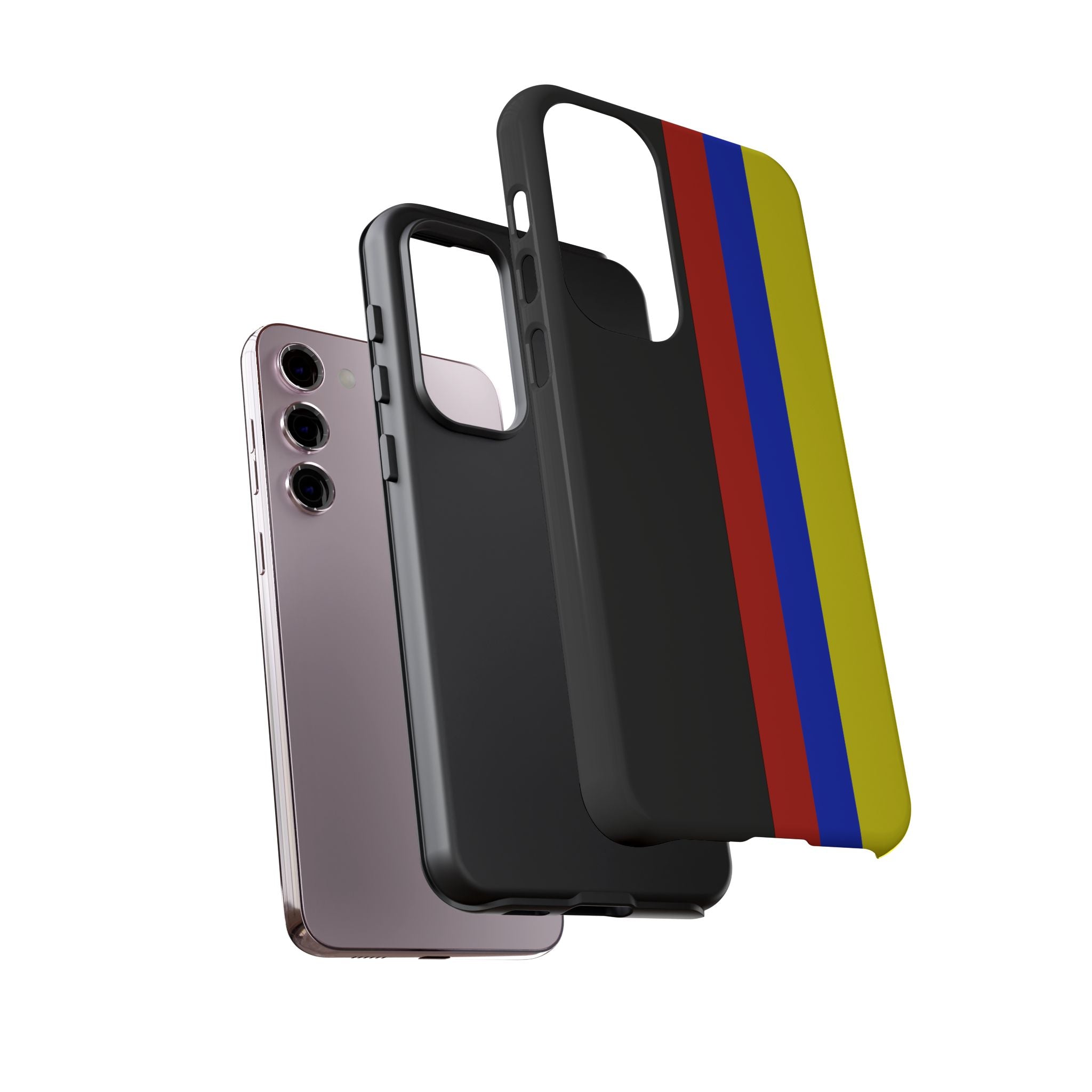 Striped Protective Phone Case —Colombian Flag Vertical Accent