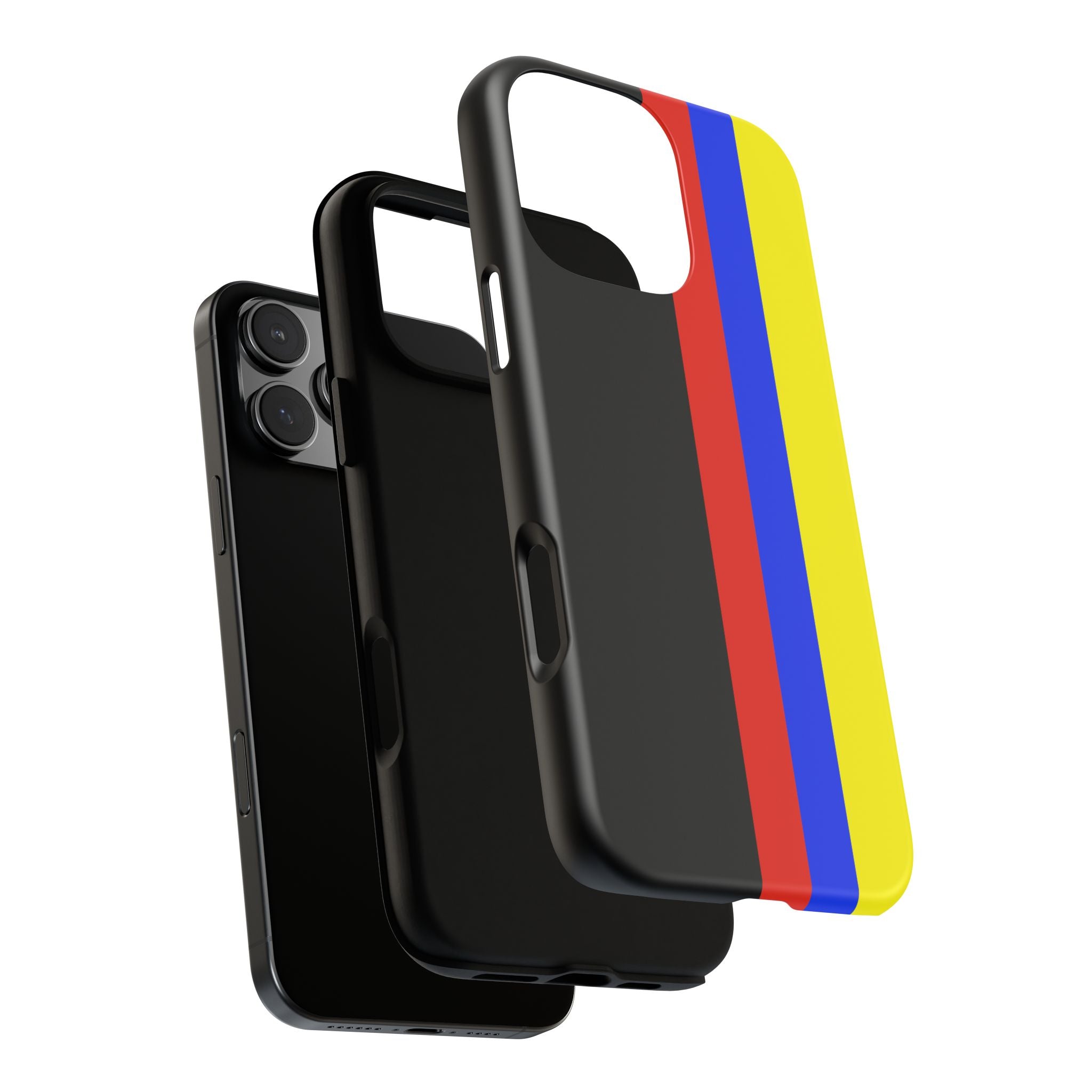 Striped Protective Phone Case —Colombian Flag Vertical Accent