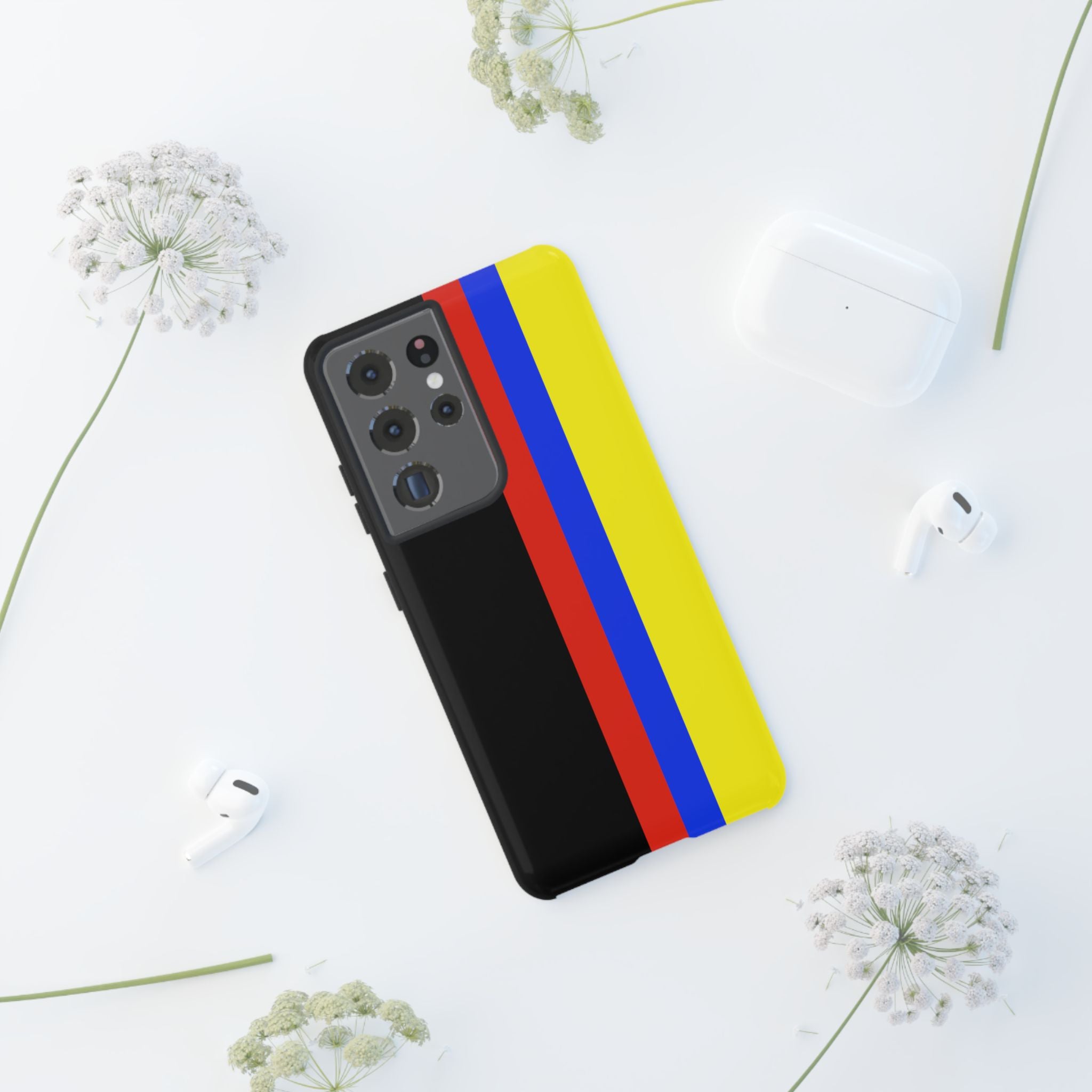Striped Protective Phone Case —Colombian Flag Vertical Accent