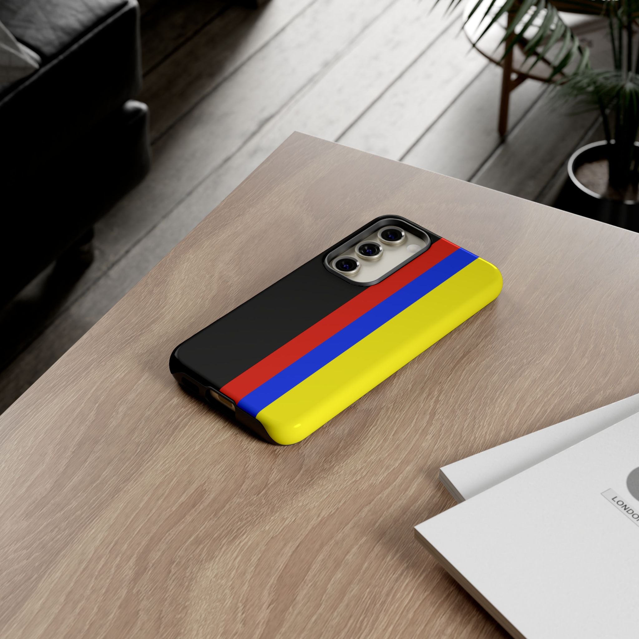 Striped Protective Phone Case —Colombian Flag Vertical Accent
