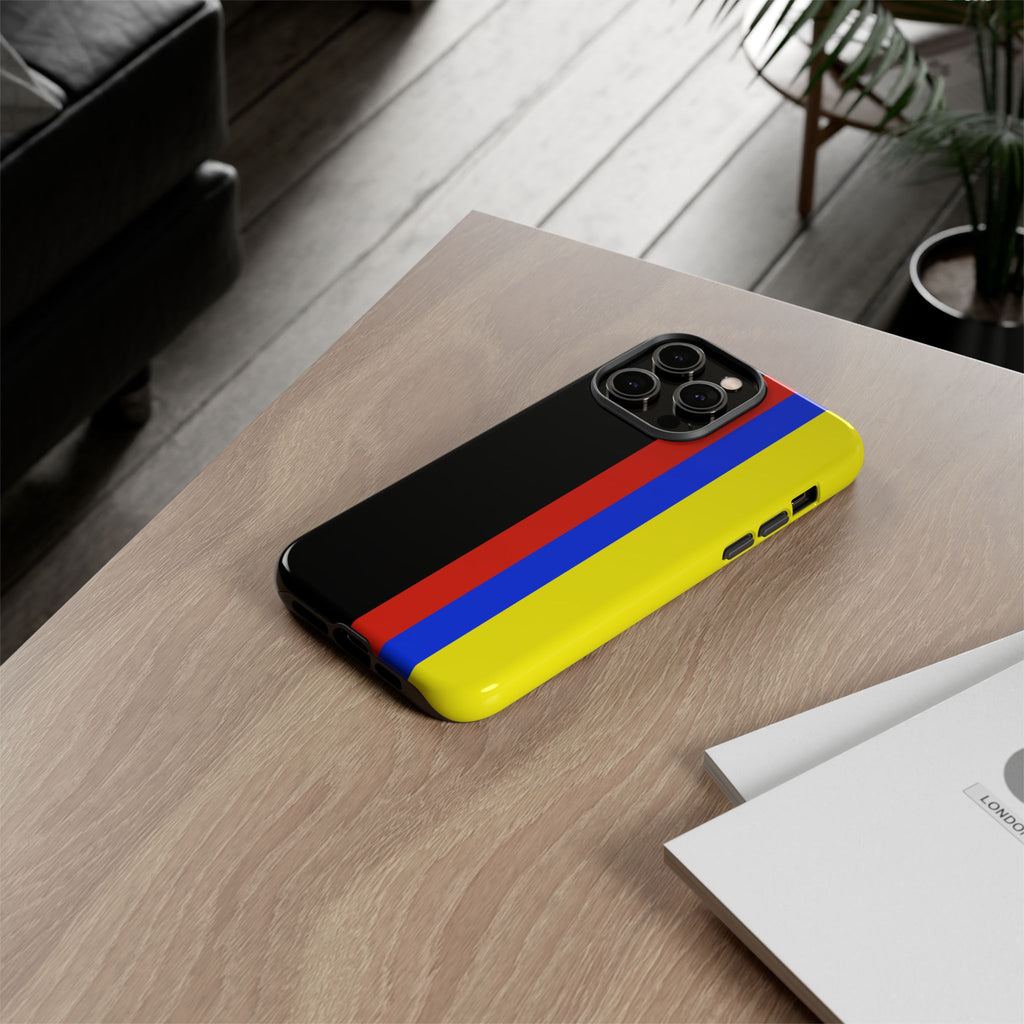 Striped Protective Phone Case —Colombian Flag Vertical Accent