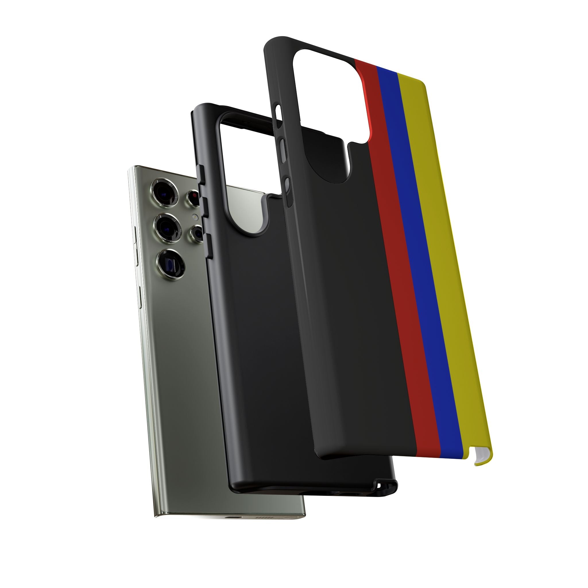 Striped Protective Phone Case —Colombian Flag Vertical Accent