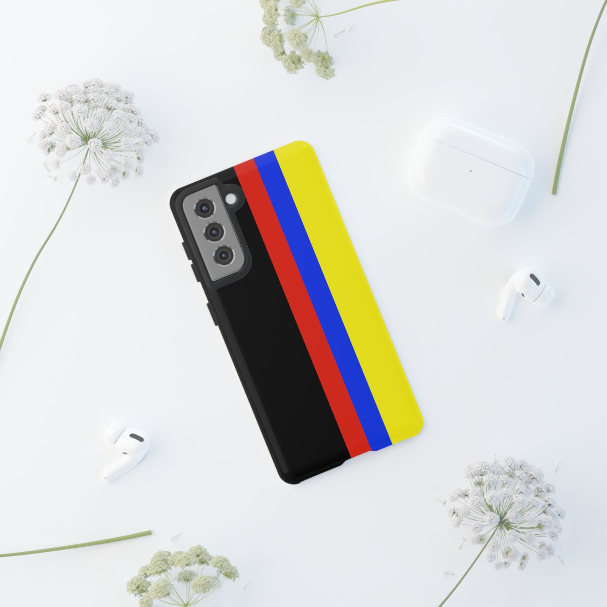 Striped Protective Phone Case —Colombian Flag Vertical Accent