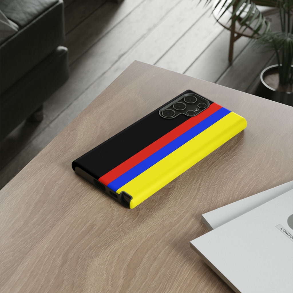 Striped Protective Phone Case —Colombian Flag Vertical Accent