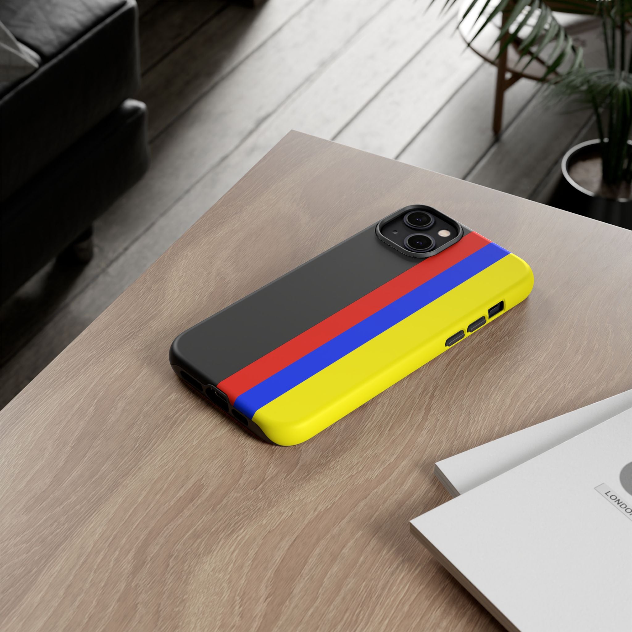 Striped Protective Phone Case —Colombian Flag Vertical Accent