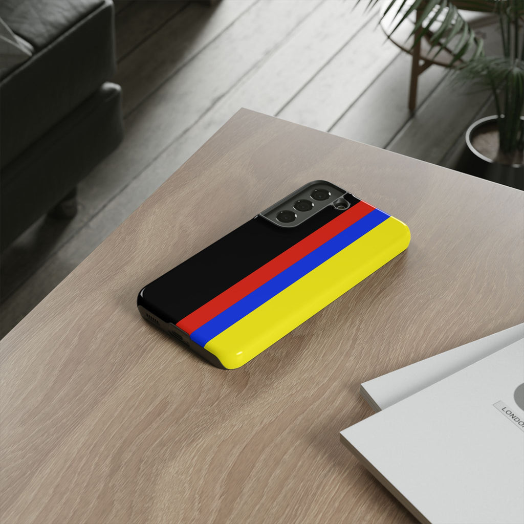 Striped Protective Phone Case —Colombian Flag Vertical Accent