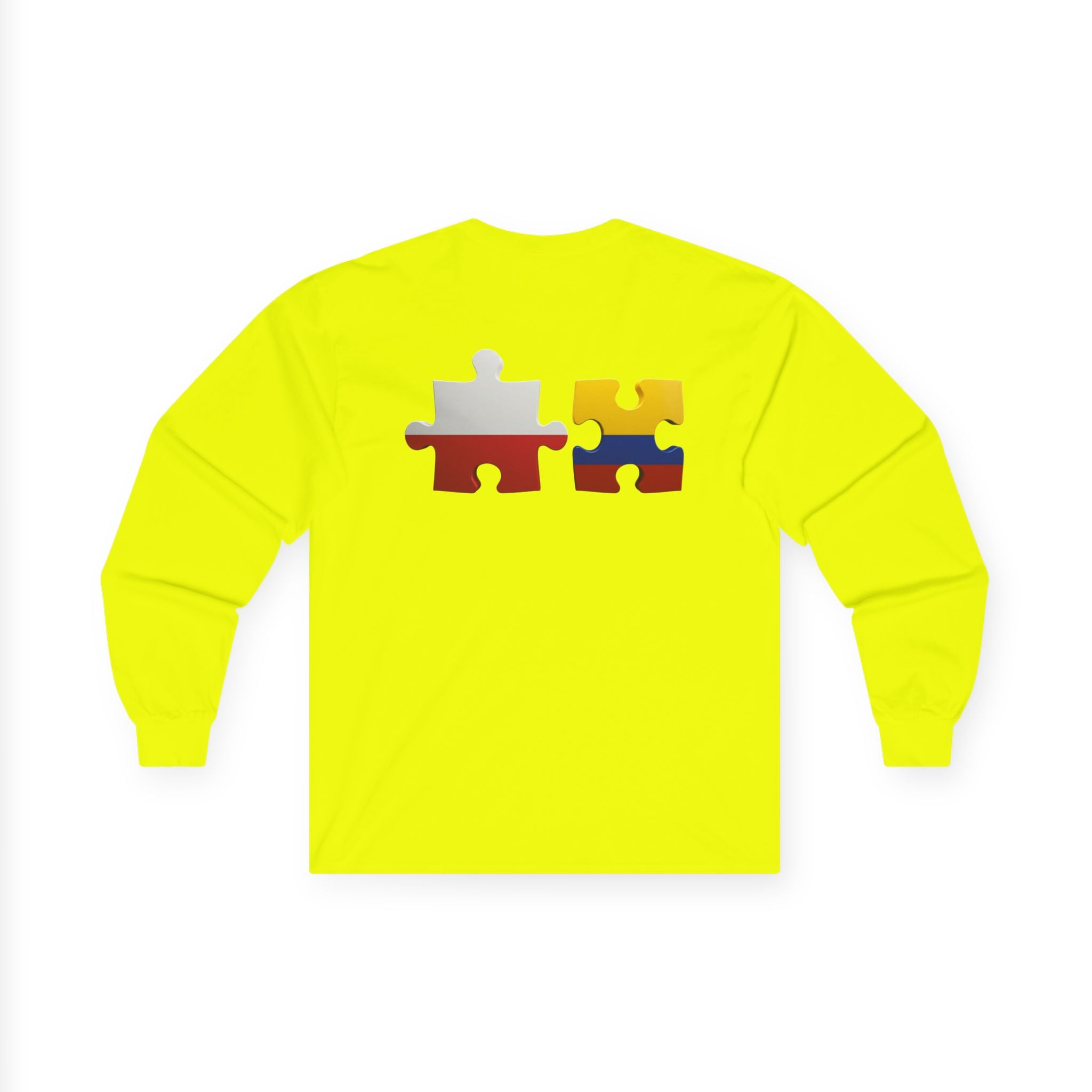 Poland-Colombia Puzzle Long Sleeve Tee — 'En el corazón Polonia en la piel Colombia'