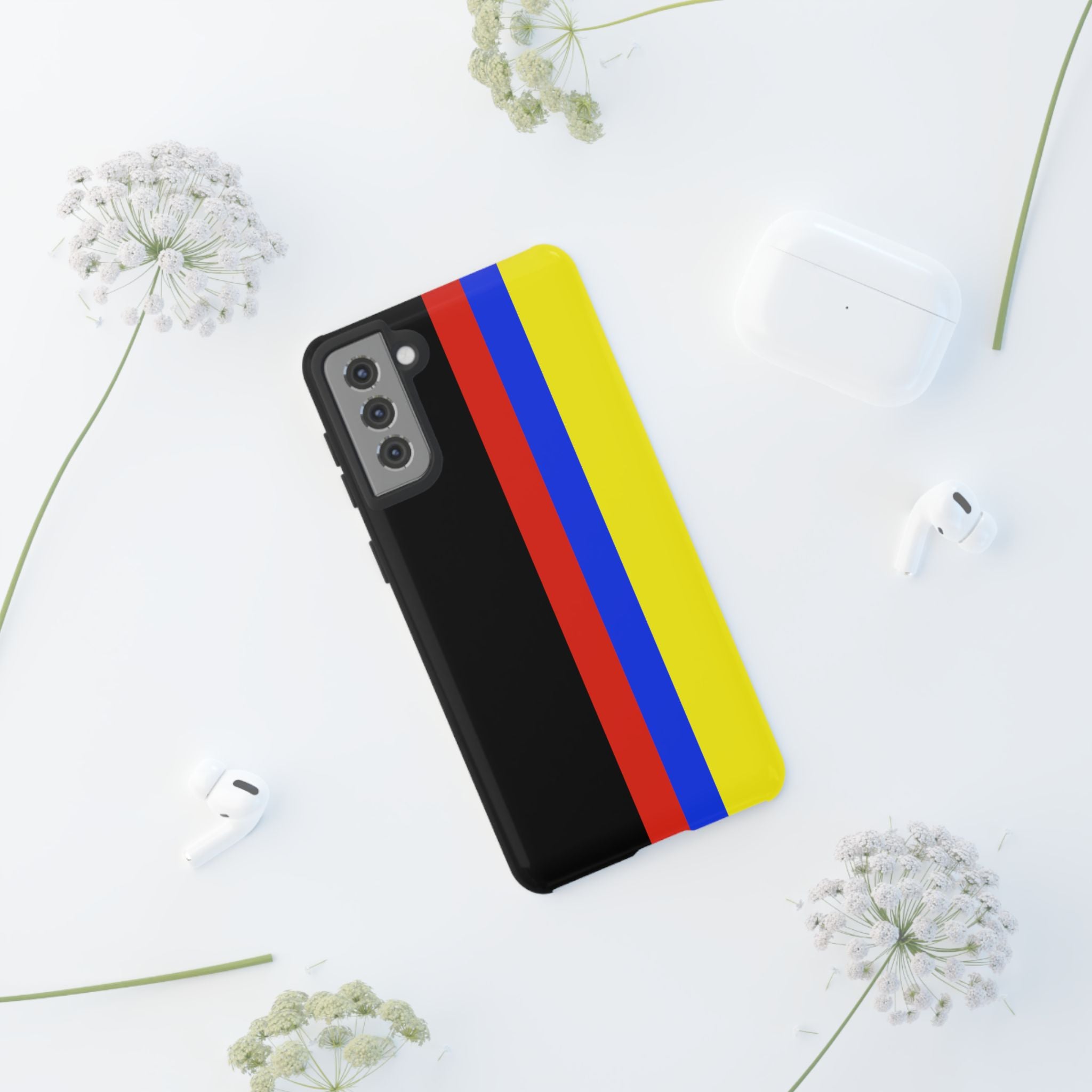 Striped Protective Phone Case —Colombian Flag Vertical Accent