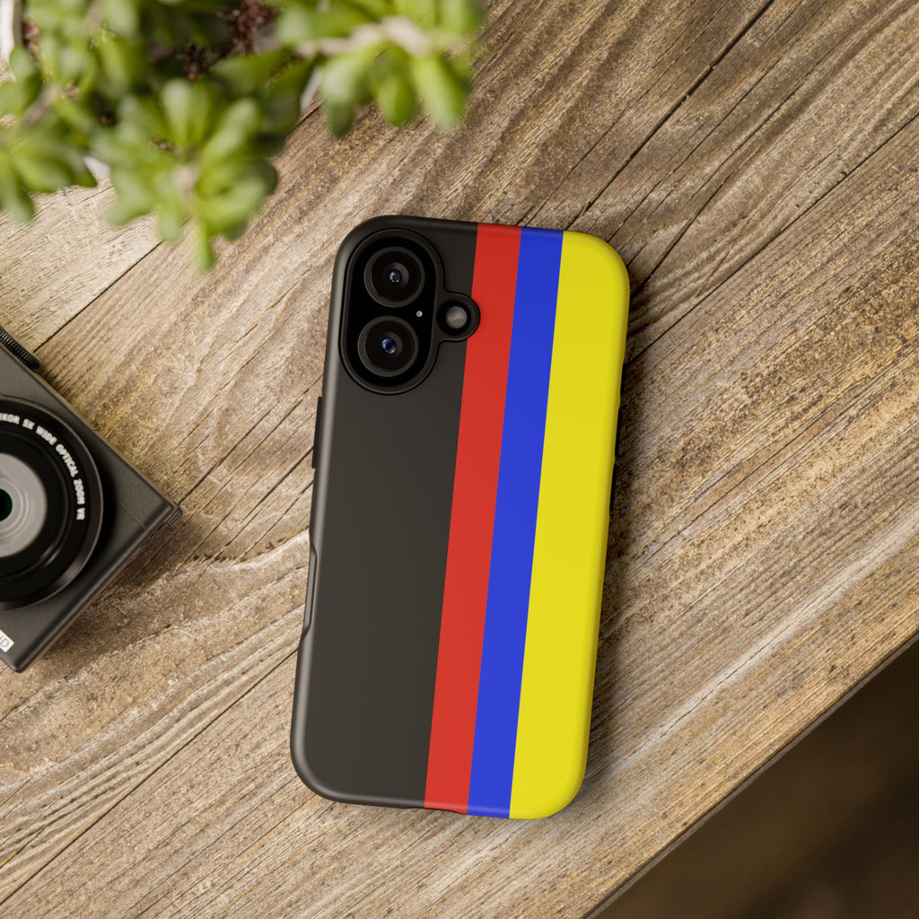 Striped Protective Phone Case —Colombian Flag Vertical Accent