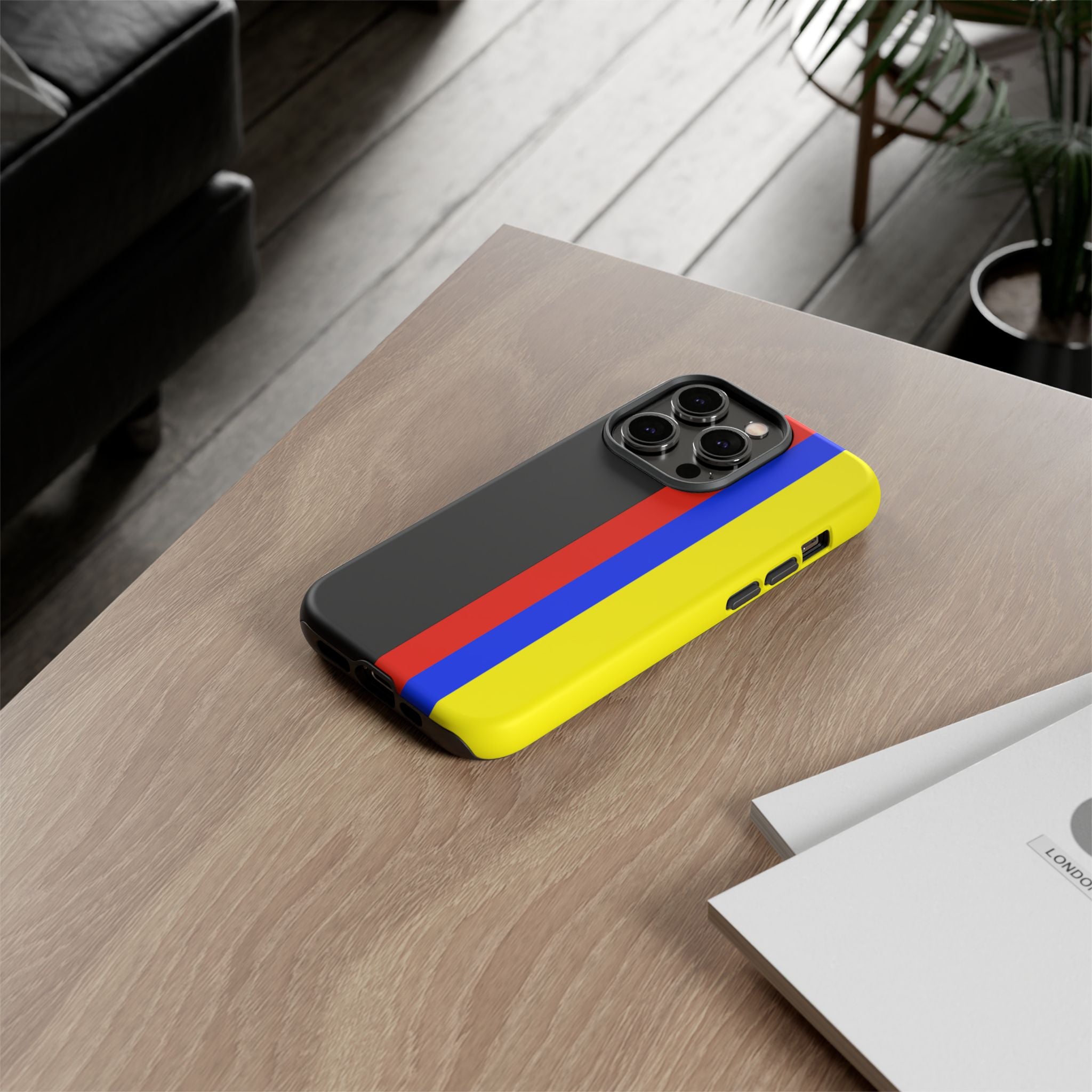 Striped Protective Phone Case —Colombian Flag Vertical Accent