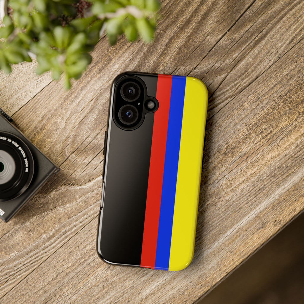 Striped Protective Phone Case —Colombian Flag Vertical Accent