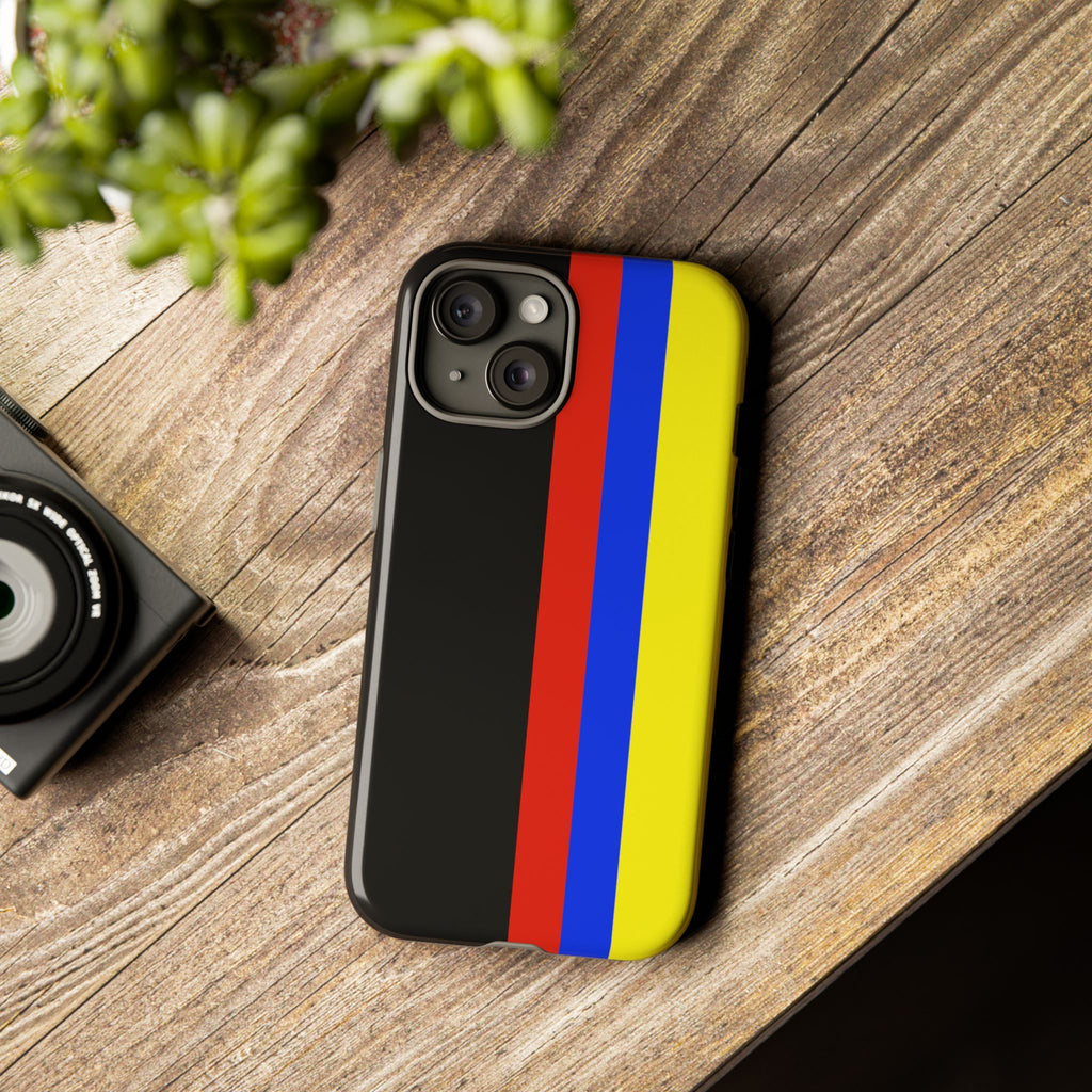 Striped Protective Phone Case —Colombian Flag Vertical Accent
