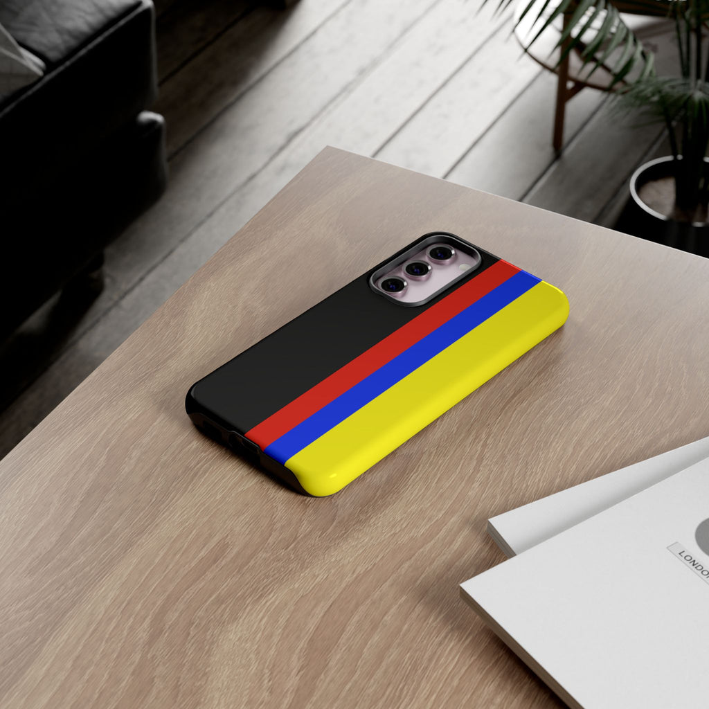 Striped Protective Phone Case —Colombian Flag Vertical Accent