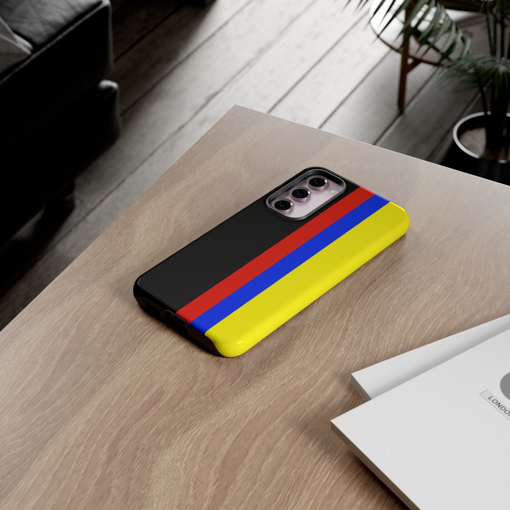 Striped Protective Phone Case —Colombian Flag Vertical Accent