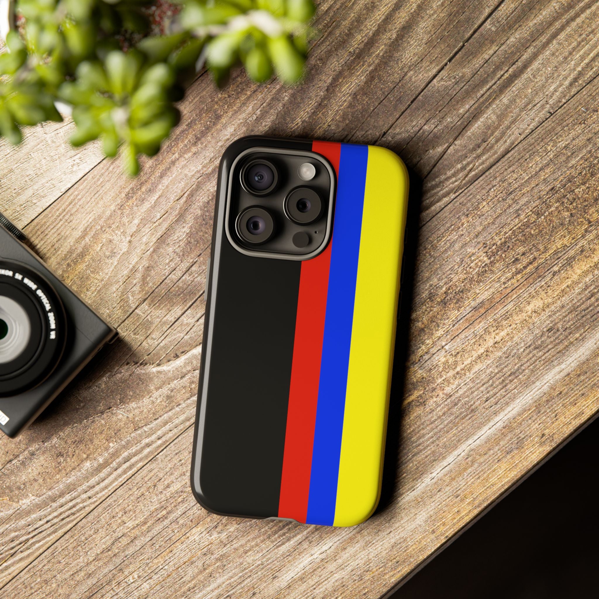 Striped Protective Phone Case —Colombian Flag Vertical Accent