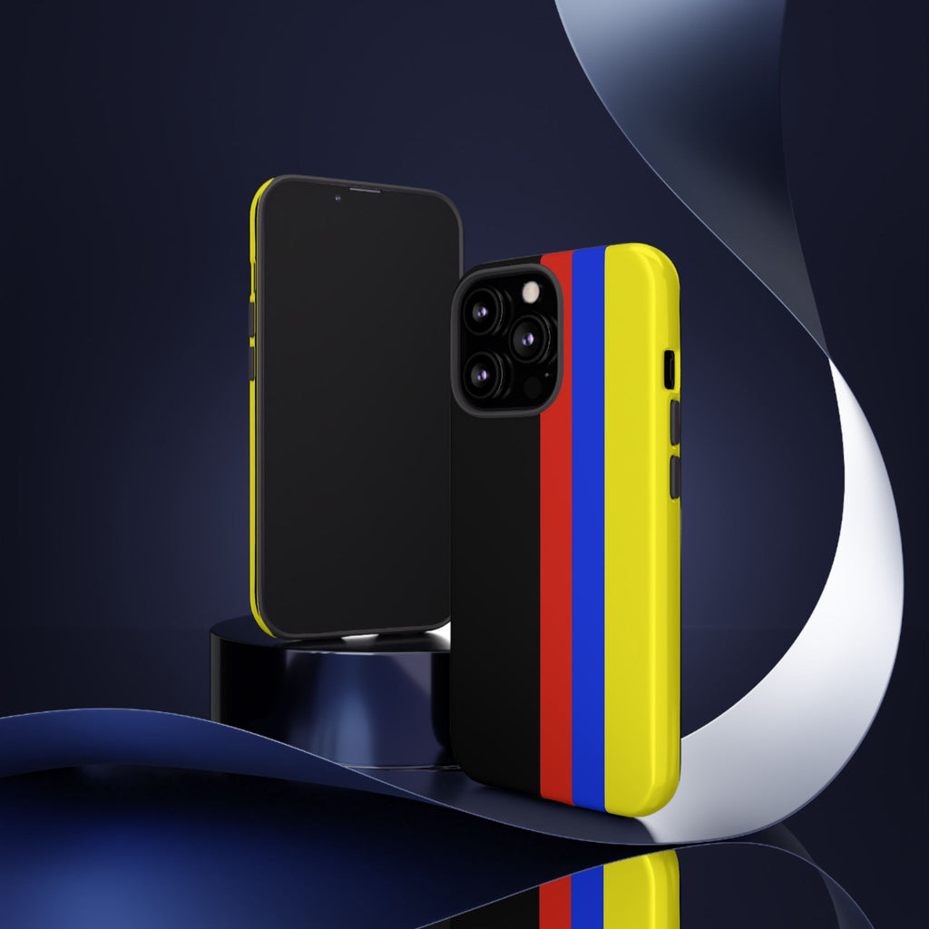 Striped Protective Phone Case —Colombian Flag Vertical Accent