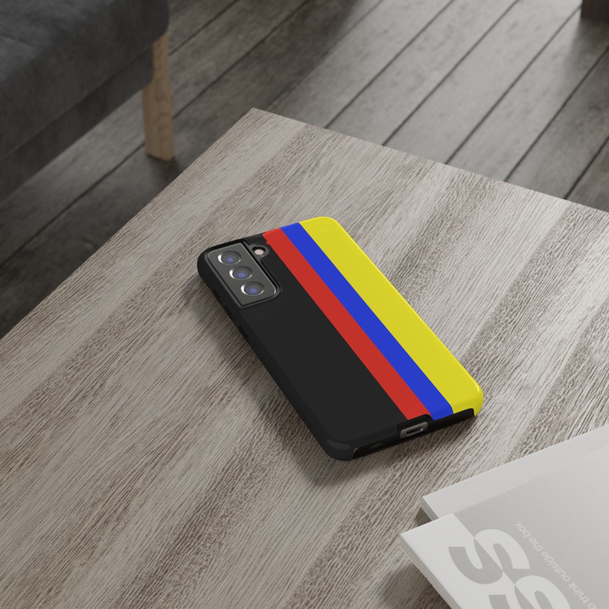Striped Protective Phone Case —Colombian Flag Vertical Accent