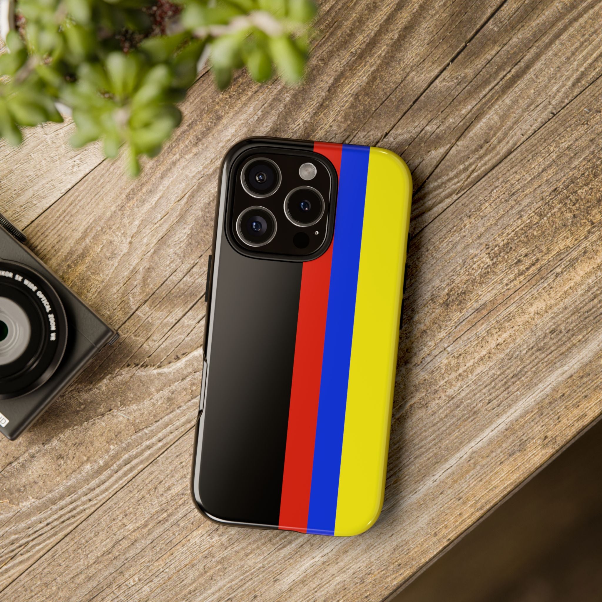 Striped Protective Phone Case —Colombian Flag Vertical Accent