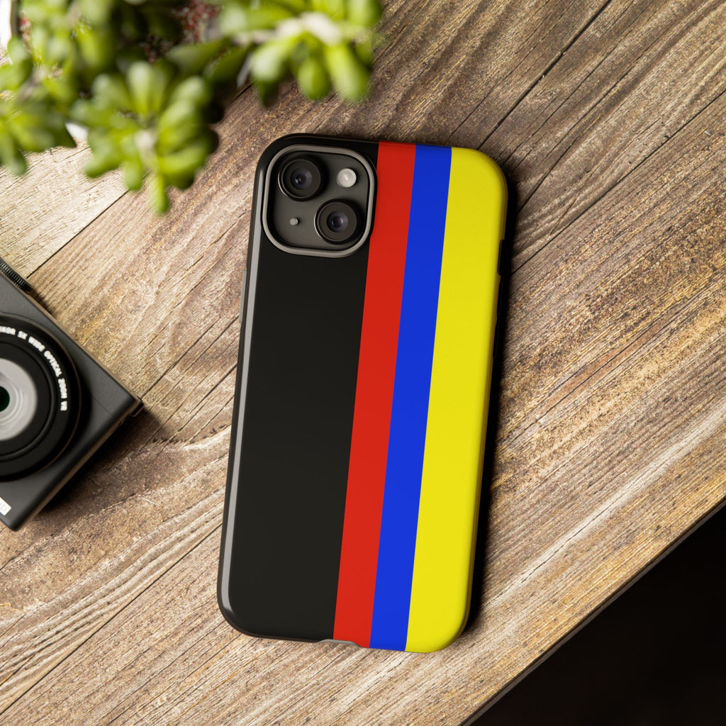 Striped Protective Phone Case —Colombian Flag Vertical Accent