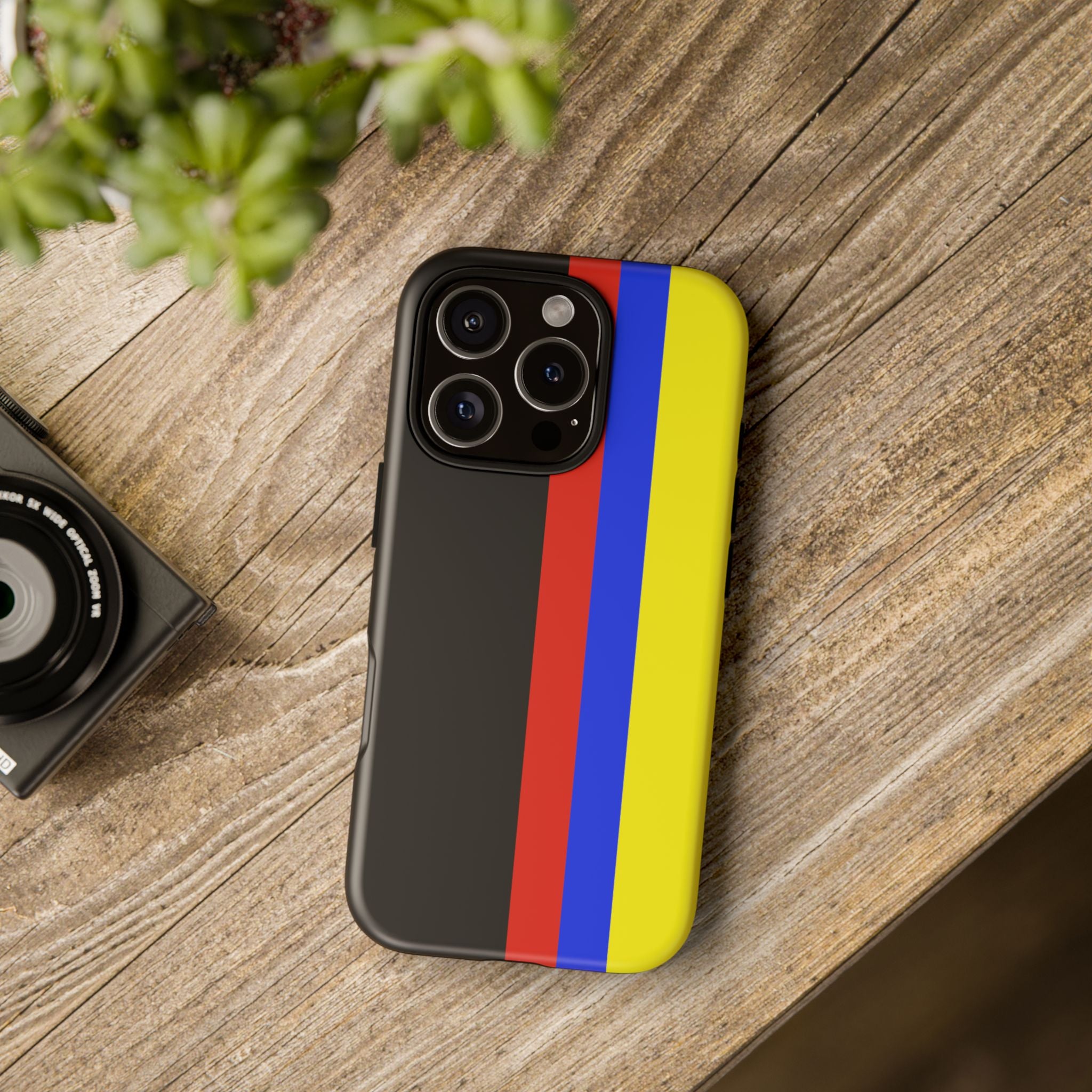 Striped Protective Phone Case —Colombian Flag Vertical Accent
