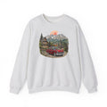 Vintage sweatshirt with the image of a Classic Cuban car in the mountains of Zakopane, Poland