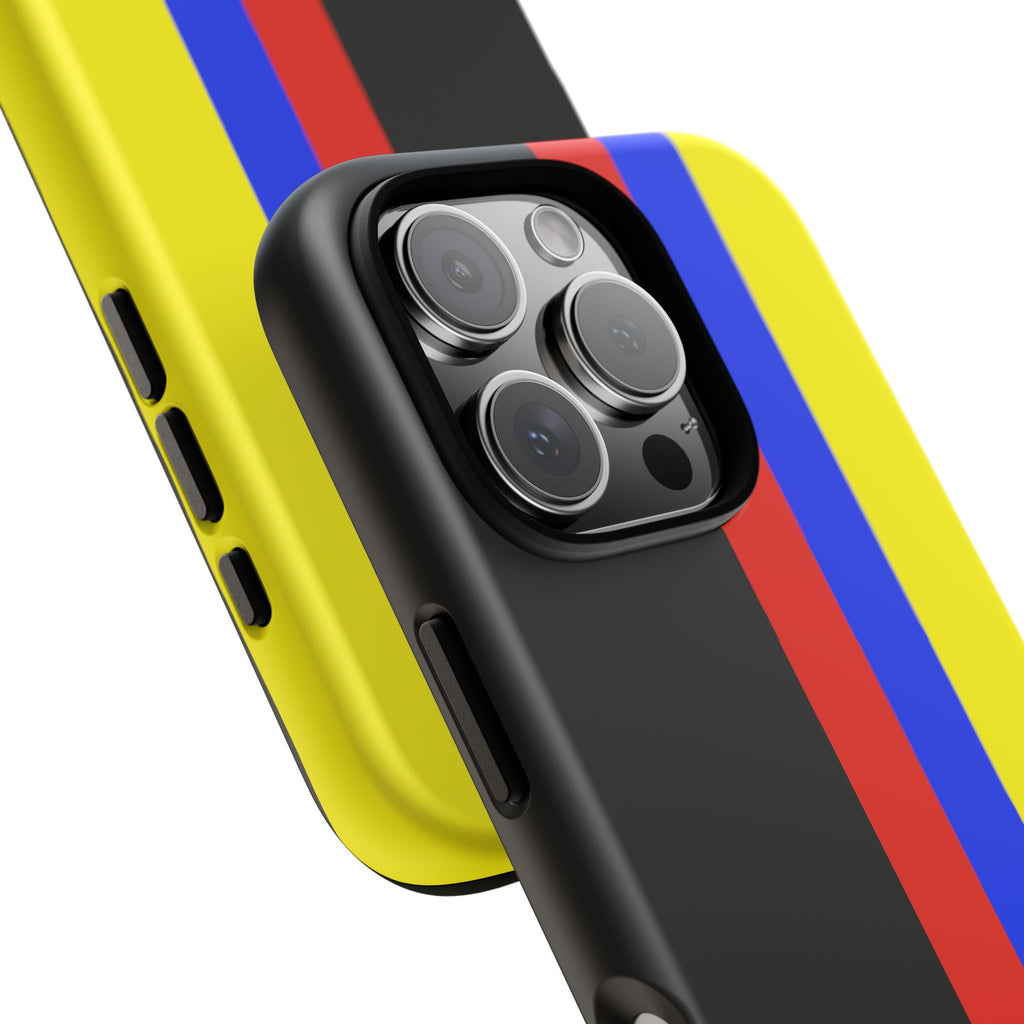 Striped Protective Phone Case —Colombian Flag Vertical Accent