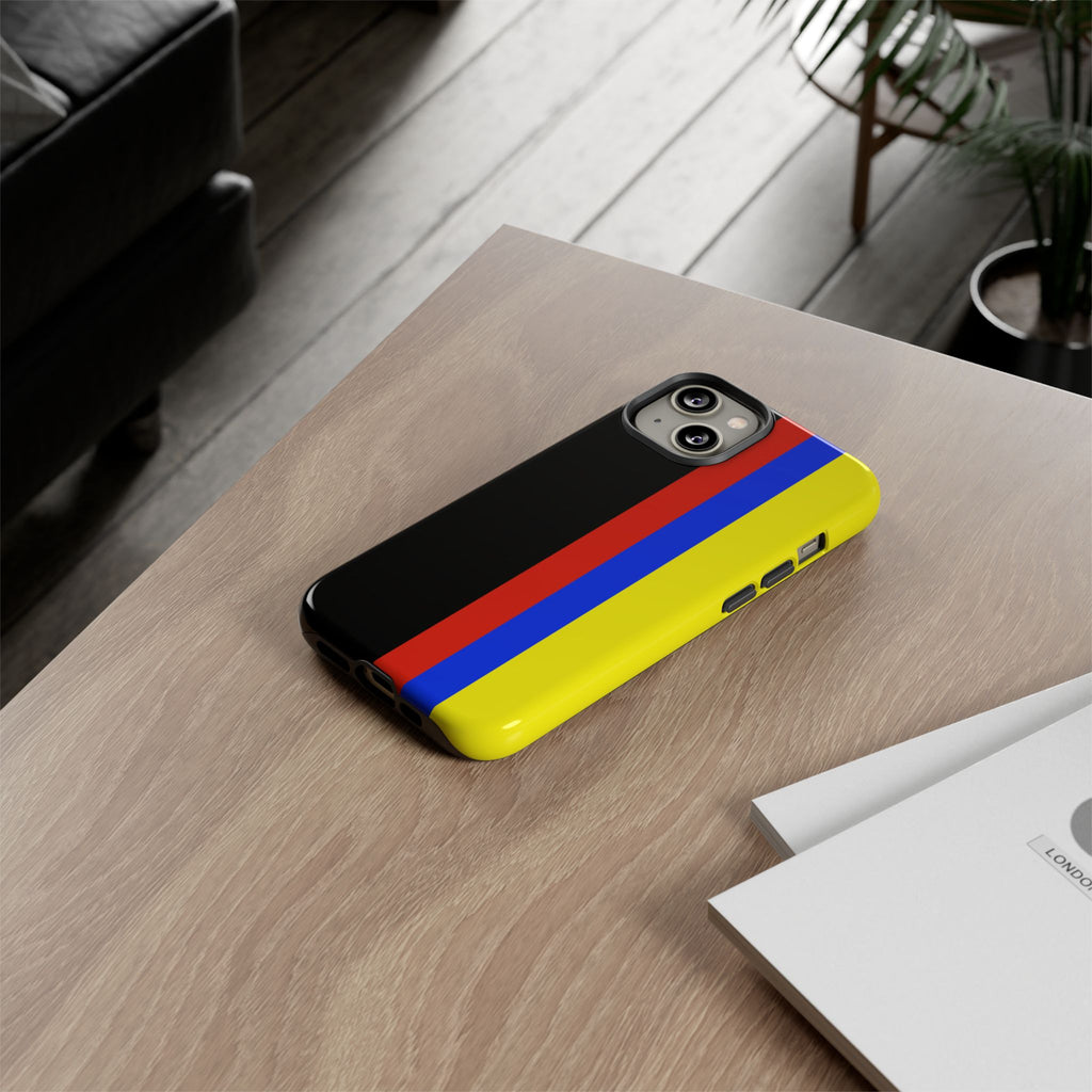 Striped Protective Phone Case —Colombian Flag Vertical Accent