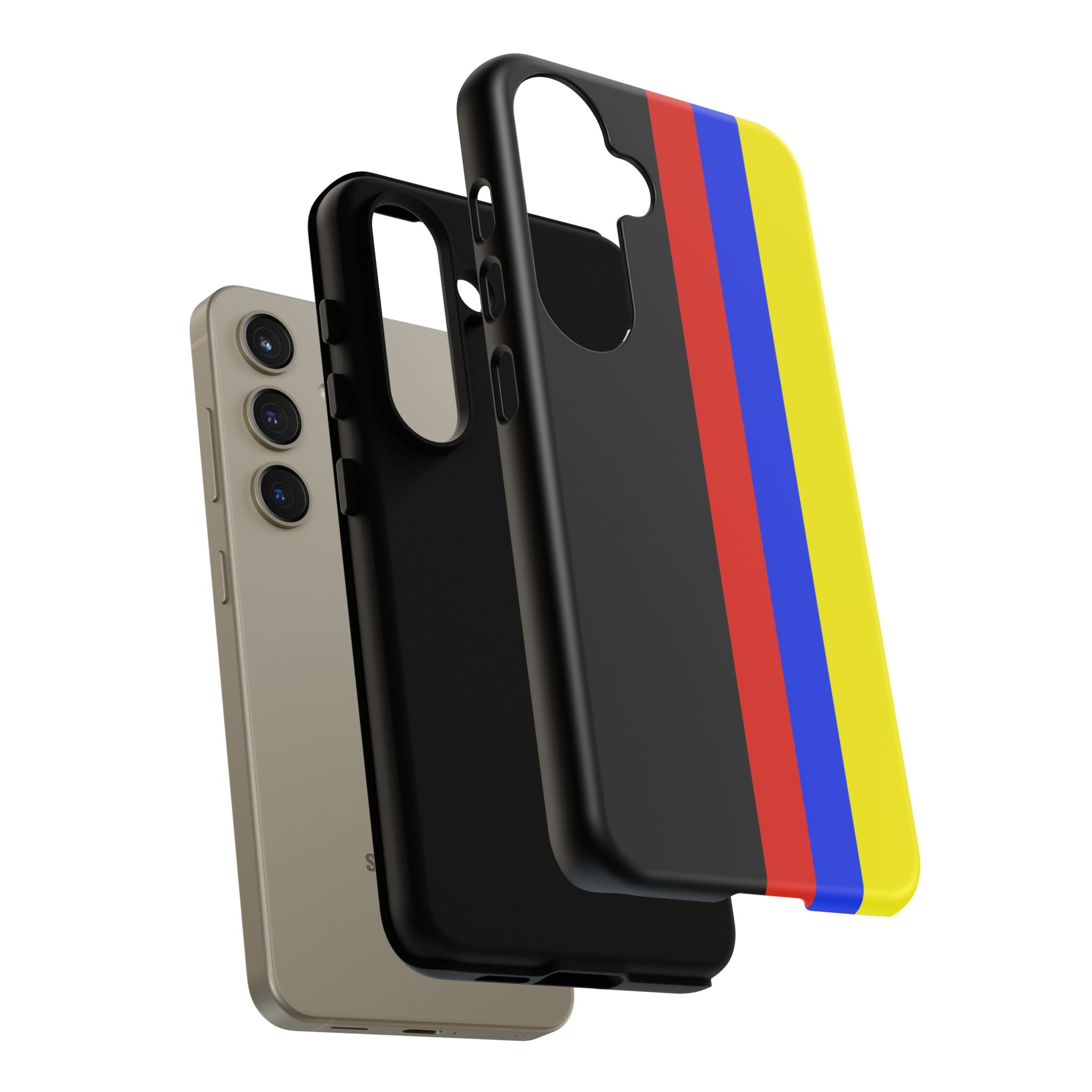 Striped Protective Phone Case —Colombian Flag Vertical Accent