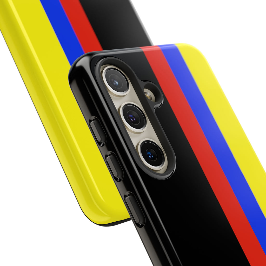 Striped Protective Phone Case —Colombian Flag Vertical Accent